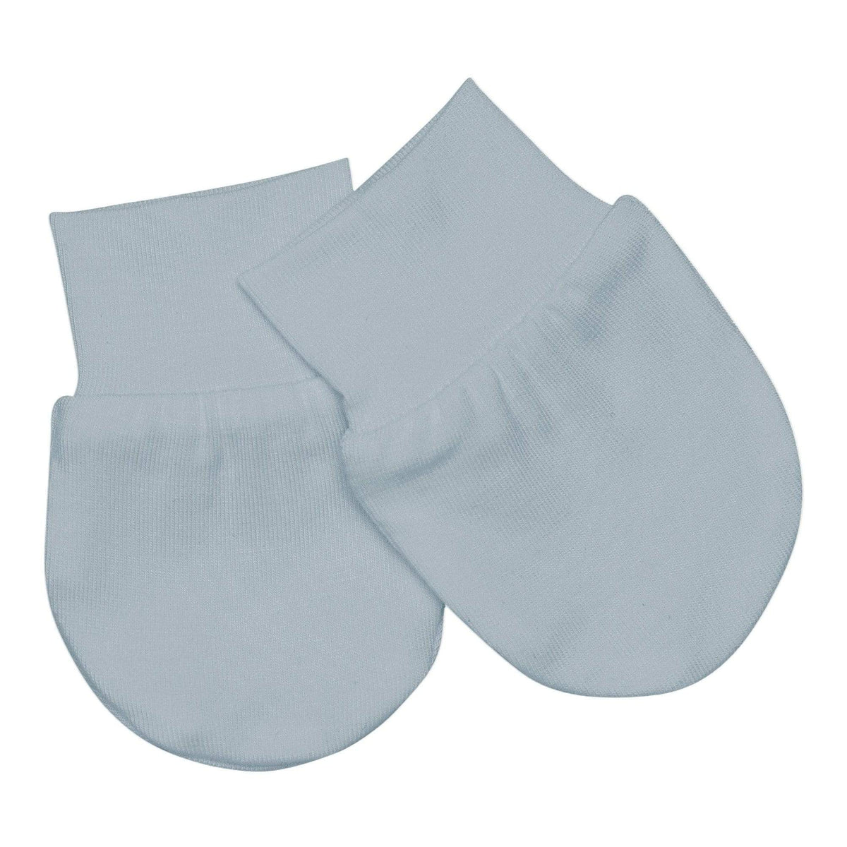 Flat lay of Kyte Baby Infant Scratch Mittens in Fog