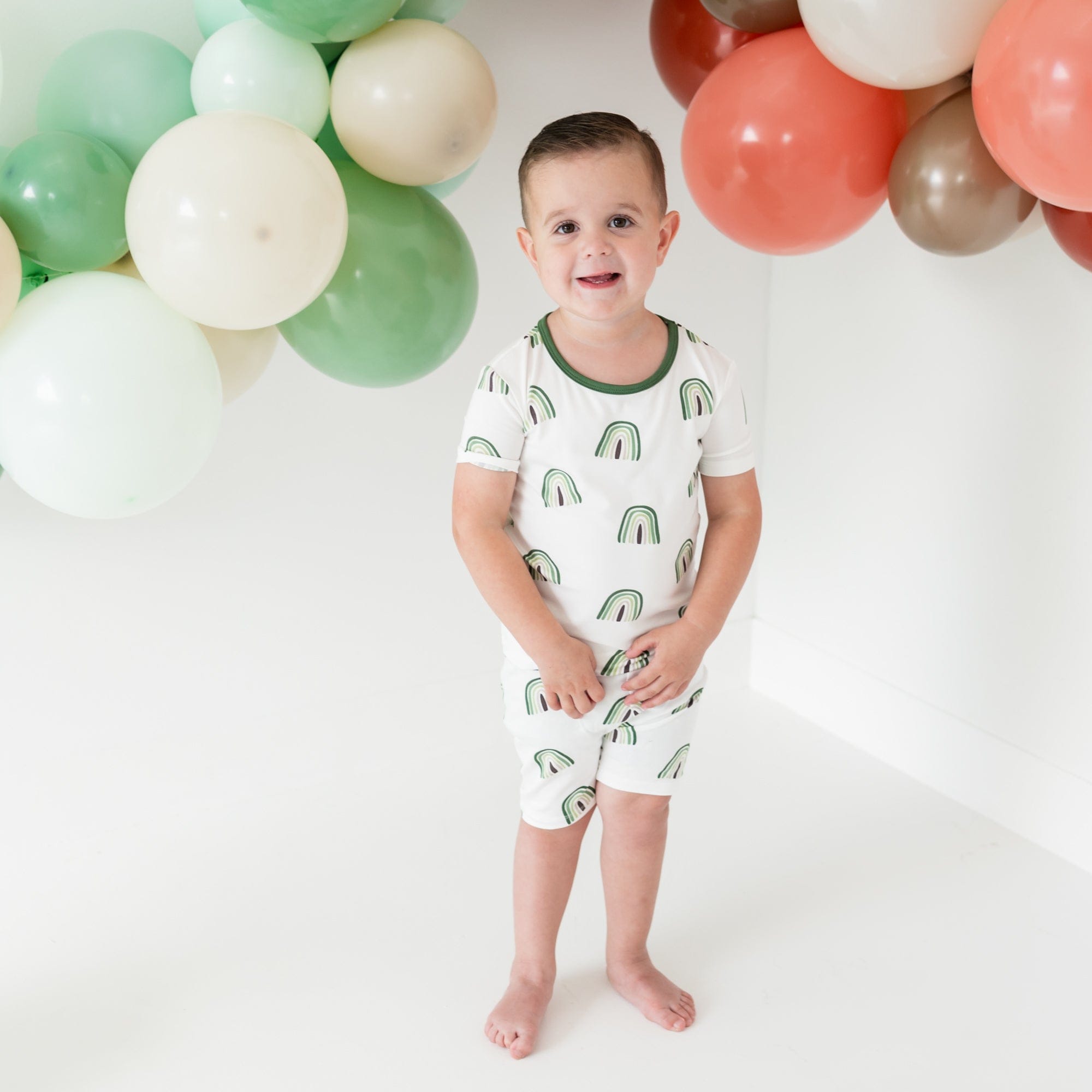 Kyte BABY Short Sleeve Toddler Pajama Set Short Sleeve Toddler Pajama Set in Hunter Rainbow