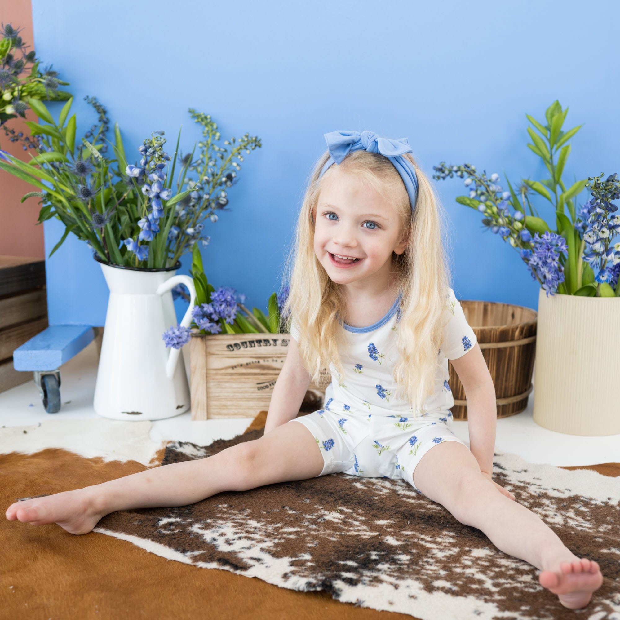 Kyte BABY Short Sleeve Toddler Pajama Set Short Sleeve Toddler Pajama Set in Periwinkle Bluebonnet