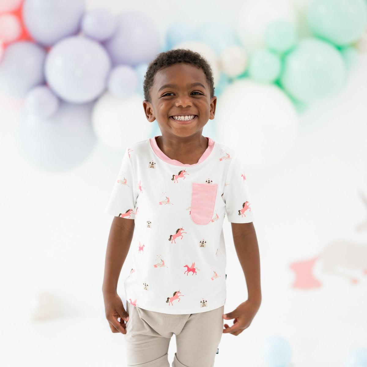 Kyte Baby Short Sleeve Toddler Unisex Tee Toddler Crew Neck Tee in Unicorn