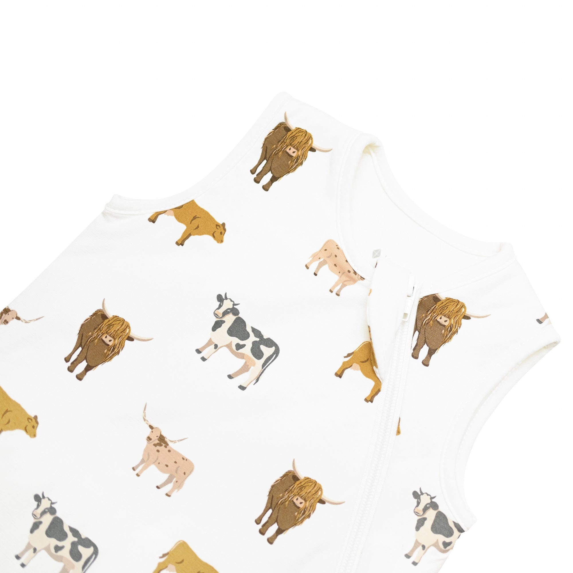 Zipper garage on Kyte Baby TOG 1.0 Sleep Bag in Moo cow print