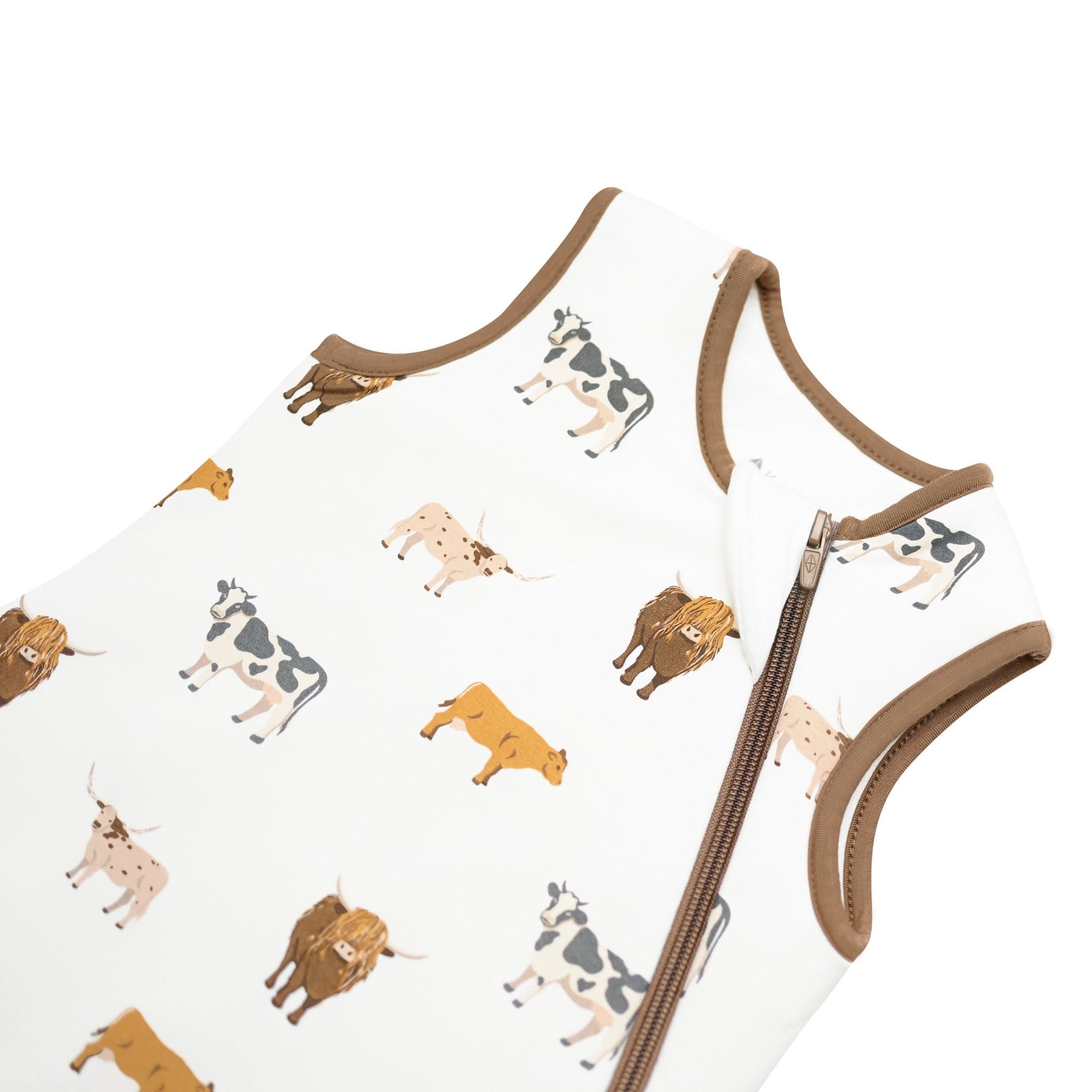 Zipper garage on Kyte Baby Sleep Bag in Moo 2.5