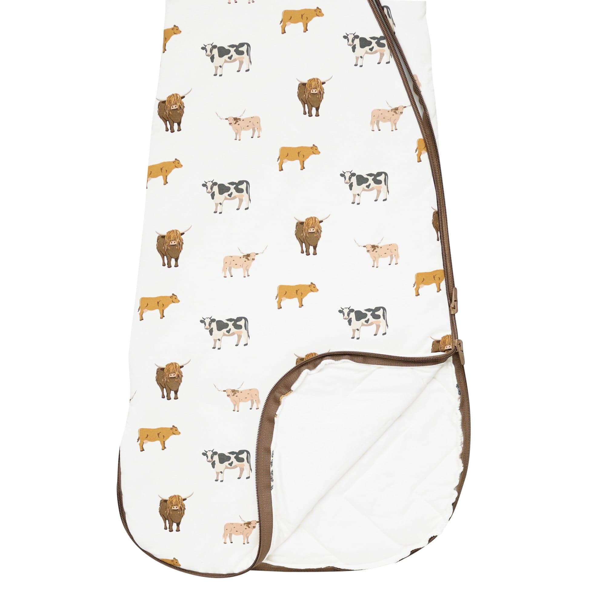 Double zipper on Kyte Baby Sleep Bag in Moo 2.5