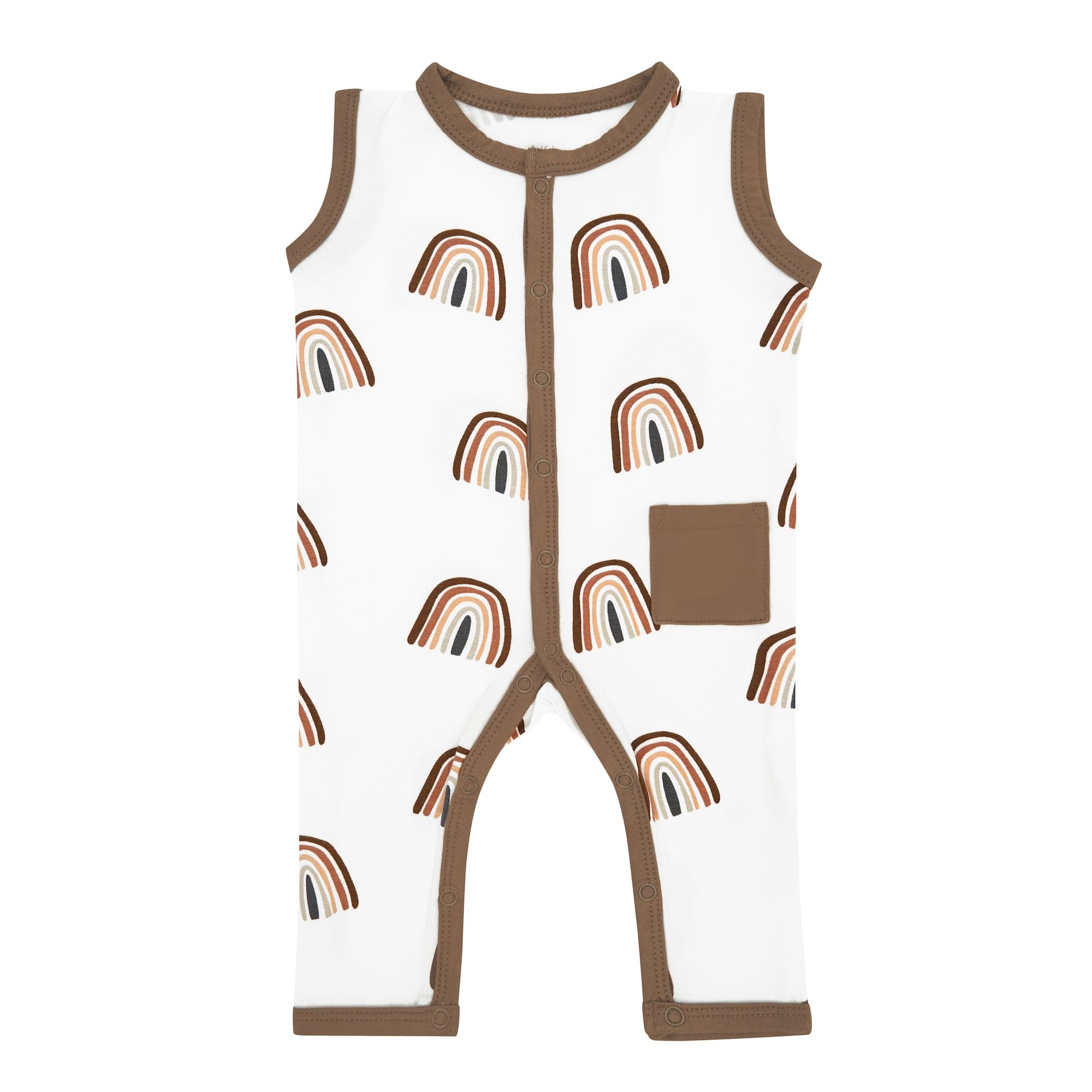 Kyte BABY Sleeveless Snap Romper Sleeveless Romper in Coffee Rainbow