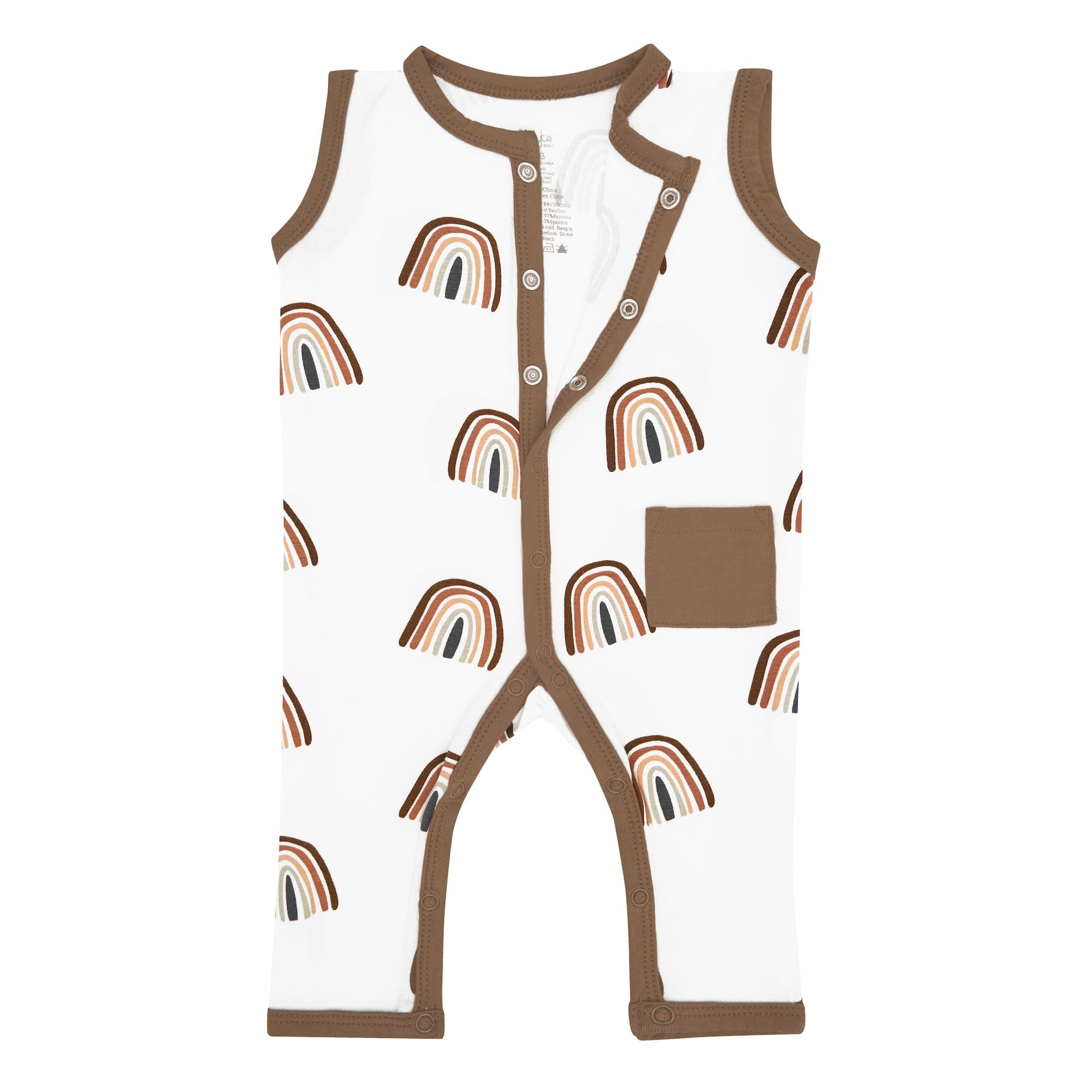 Kyte BABY Sleeveless Snap Romper Sleeveless Romper in Coffee Rainbow