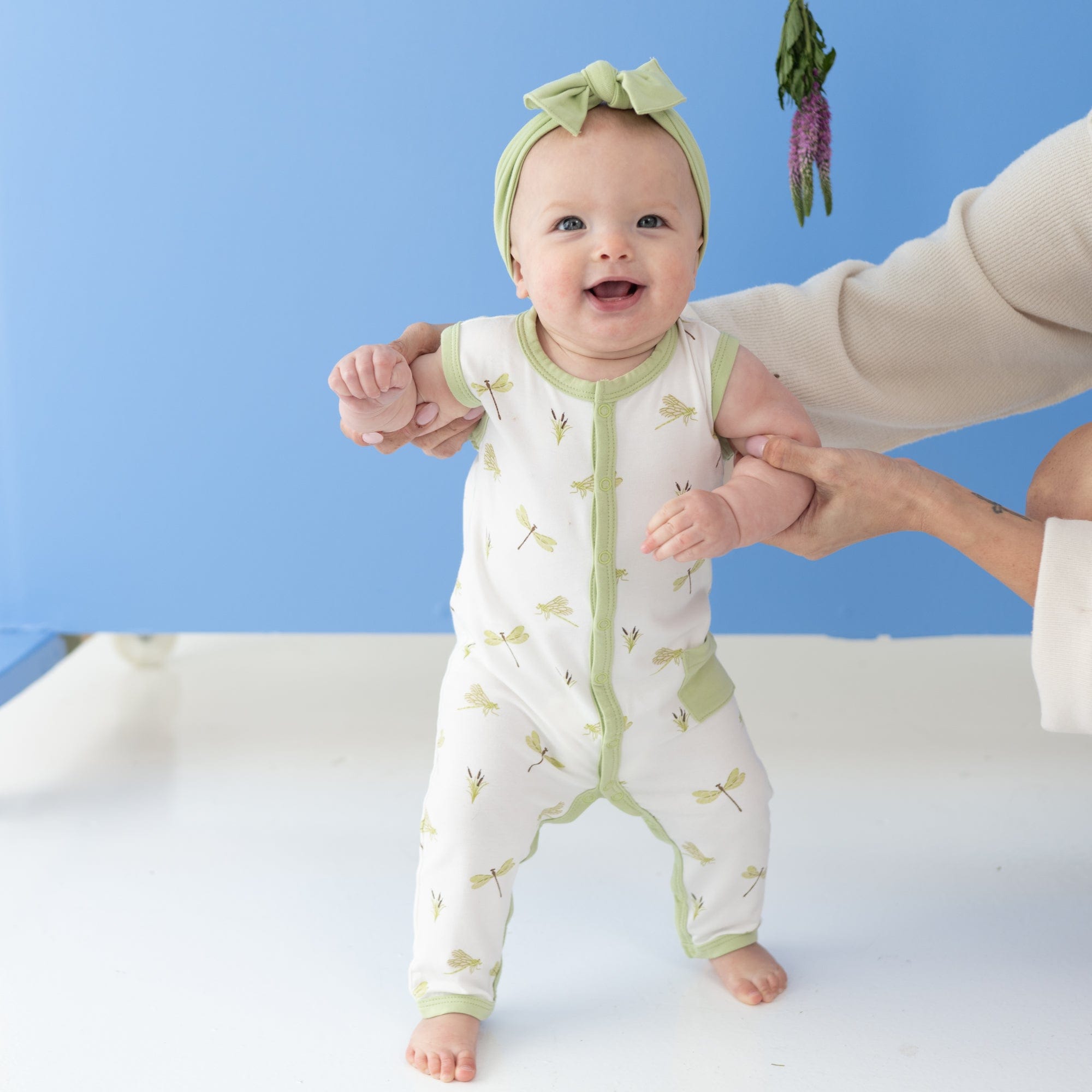 Kyte BABY Sleeveless Snap Romper Sleeveless Romper in Dragonfly