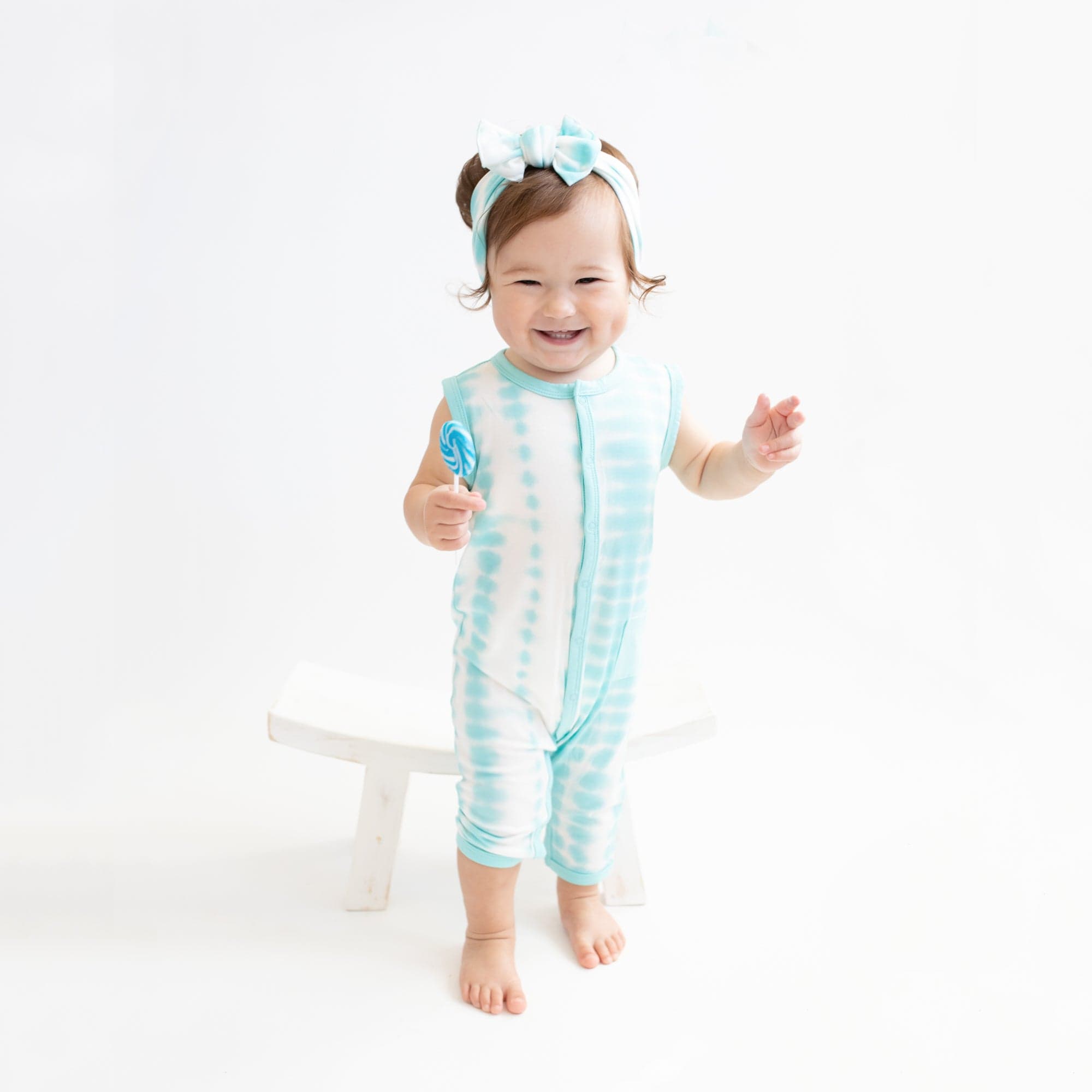 Kyte BABY Sleeveless Snap Romper Sleeveless Romper in Robin Rip Tide