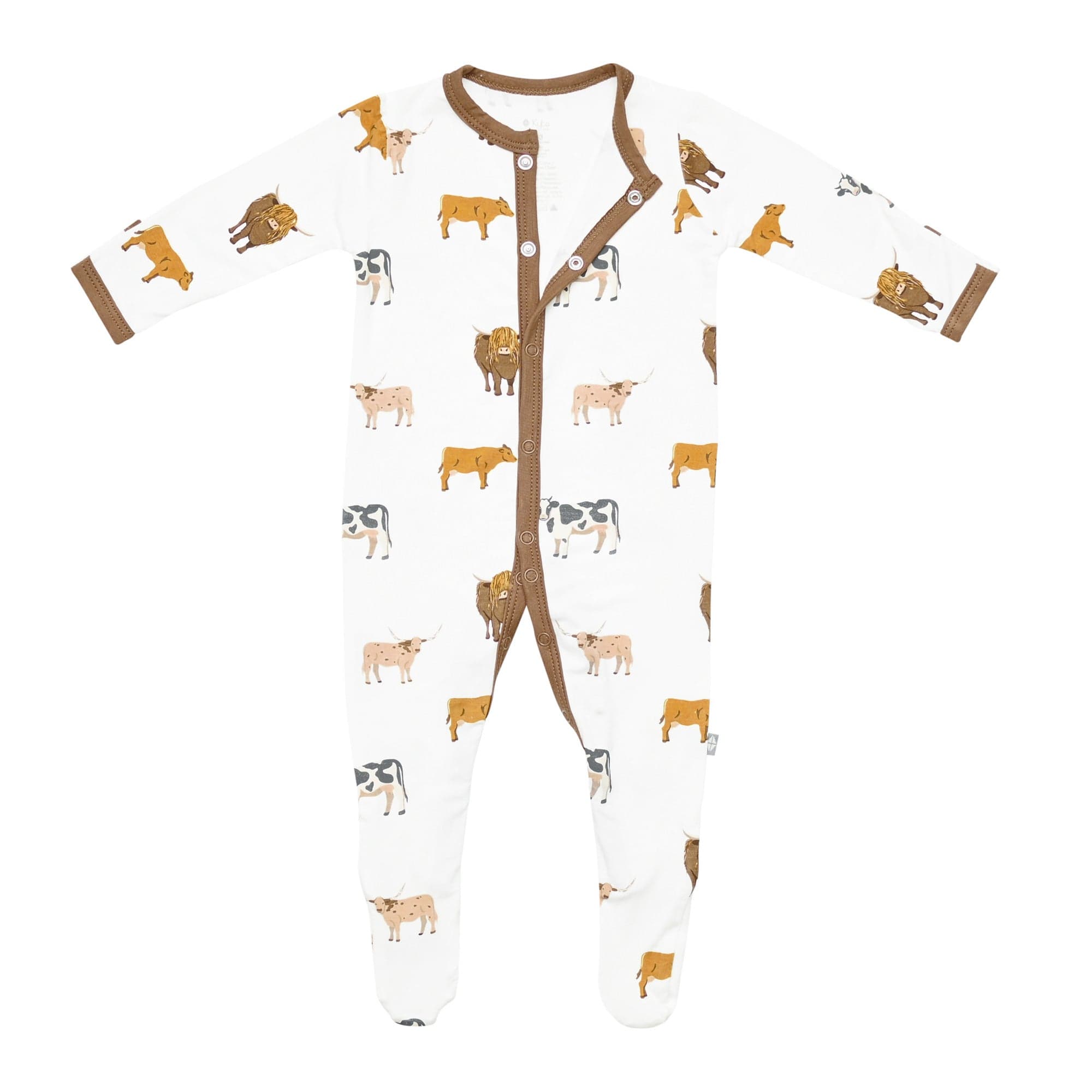 Snap closure on Kyte Baby Footie in Moo