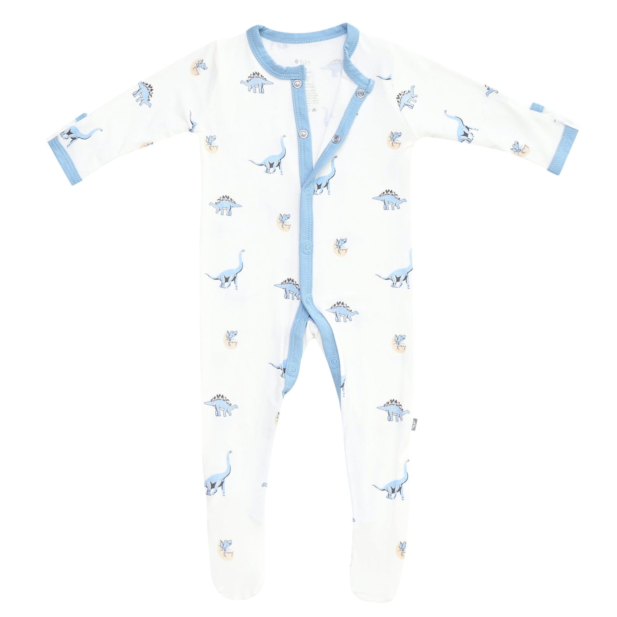 Snap closure on Kyte Baby Footie in Jurassic