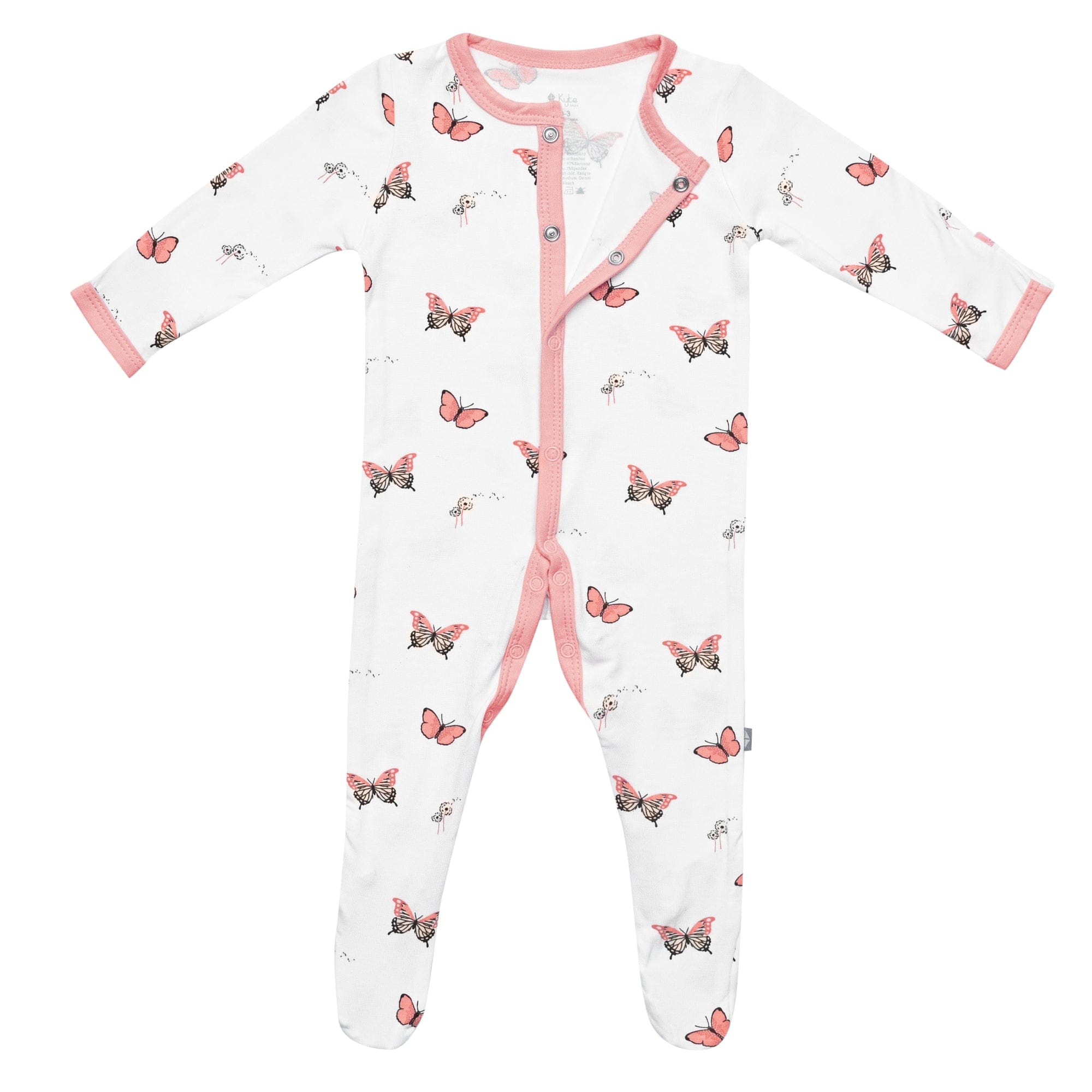 Snap closure on Kyte Baby Footie in Butterfly