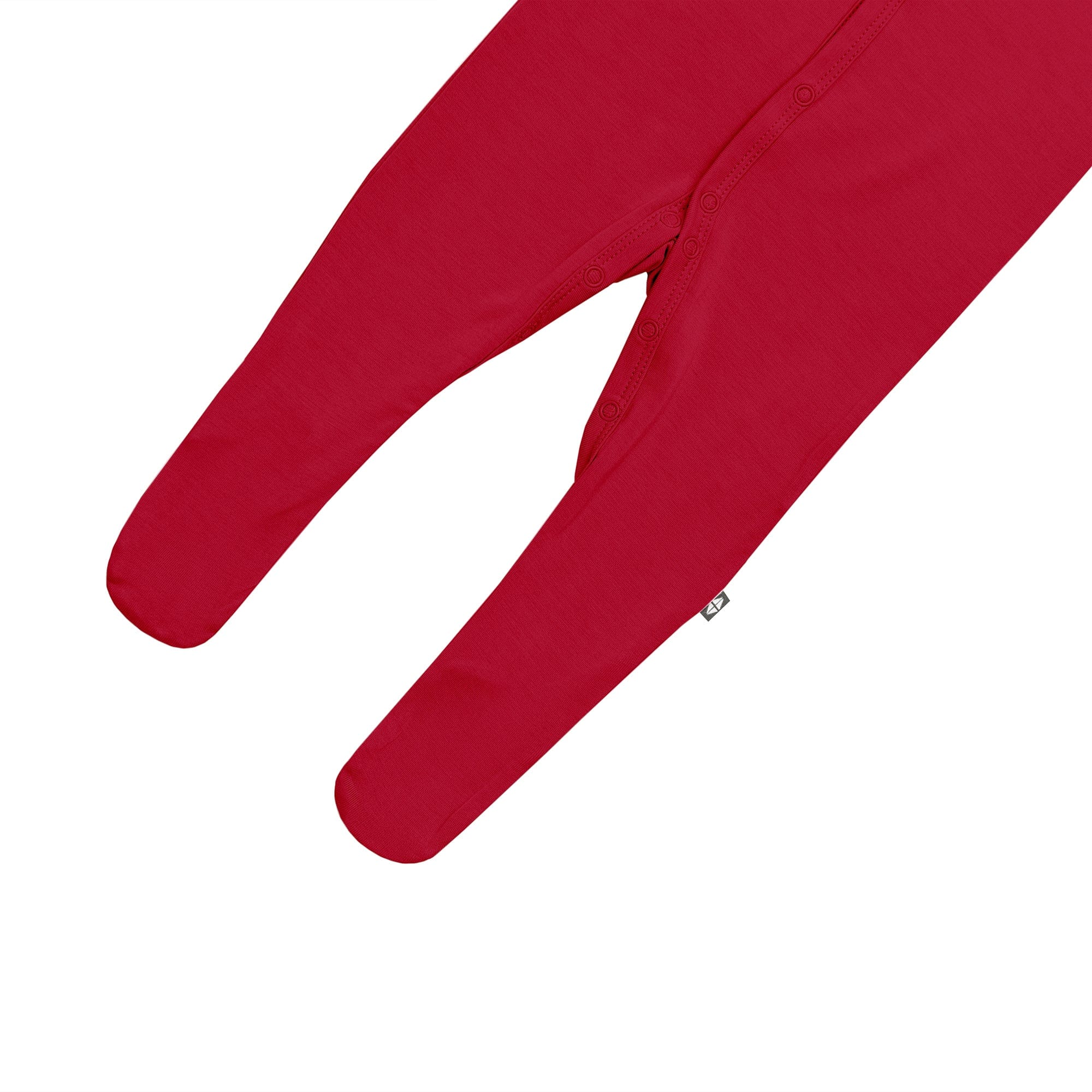 Snap closure on Kyte Baby Footie in Cardinal