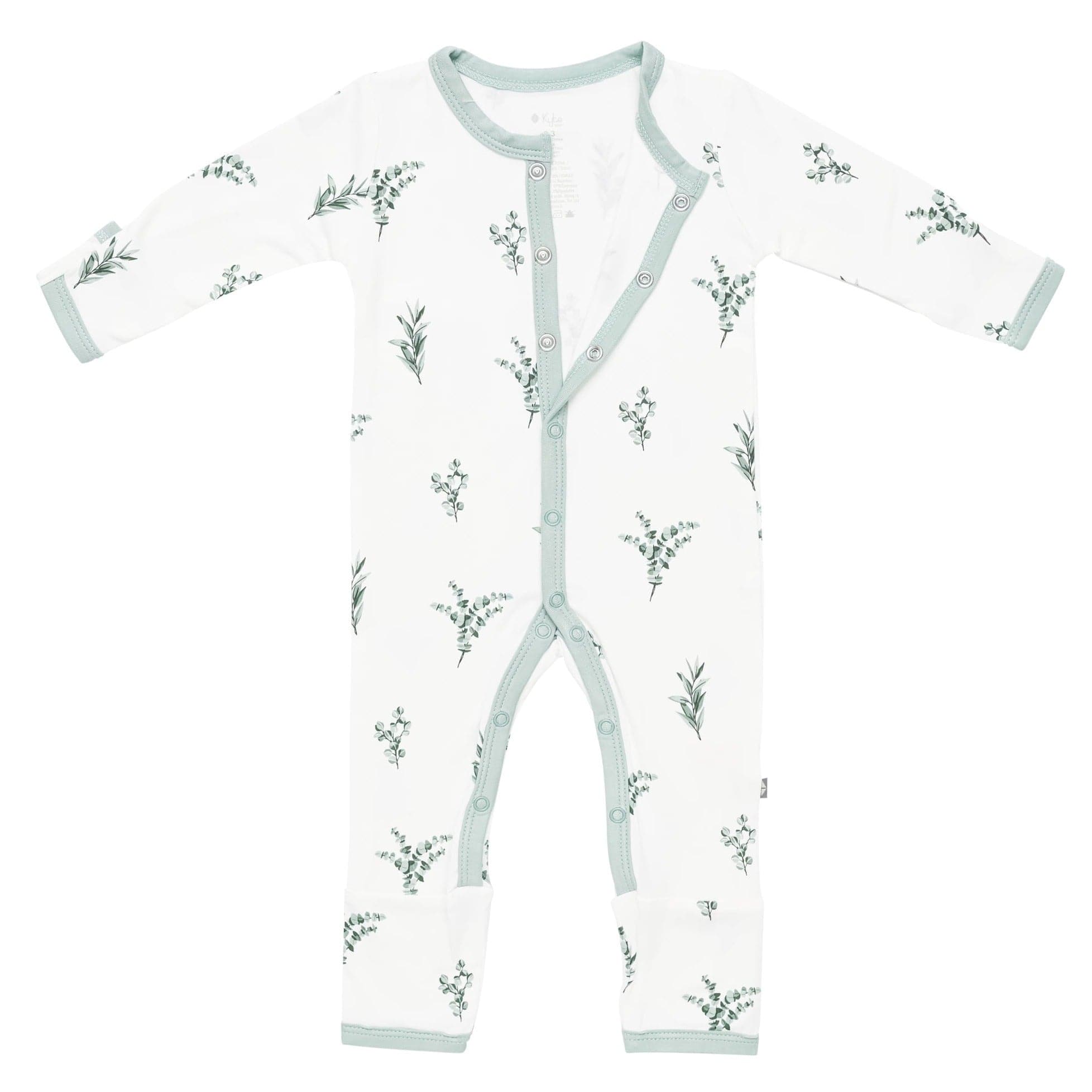 Kyte Baby long sleeve snap Romper in Eucalyptus