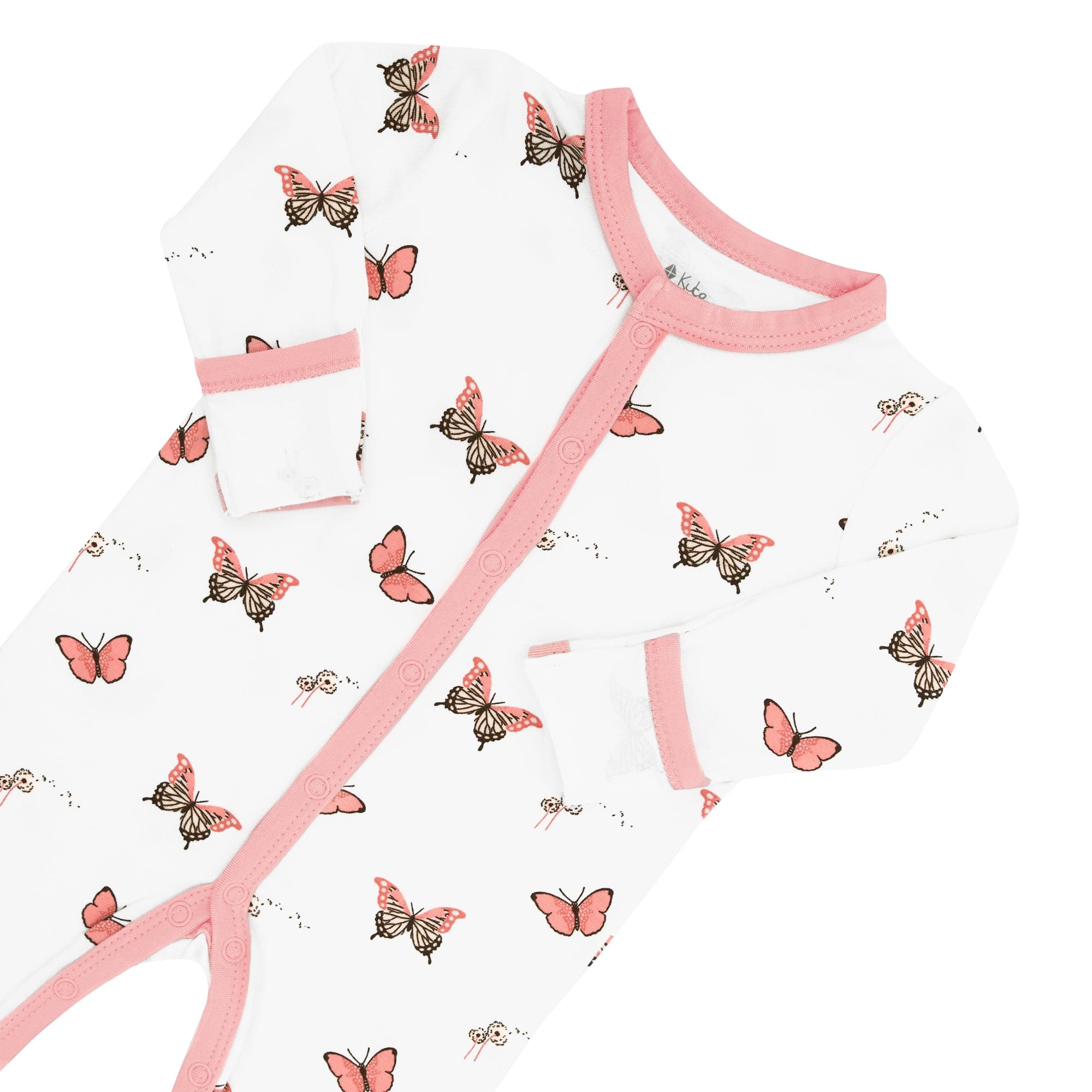 Fold-over cuffs on Kyte Baby Romper in Butterfly