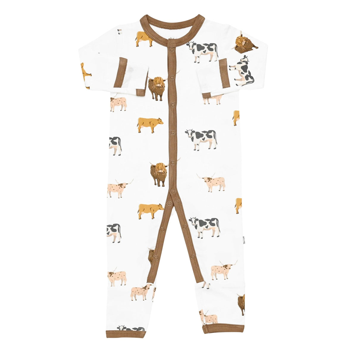 Fold-over cuffs on Kyte Baby Romper in Moo