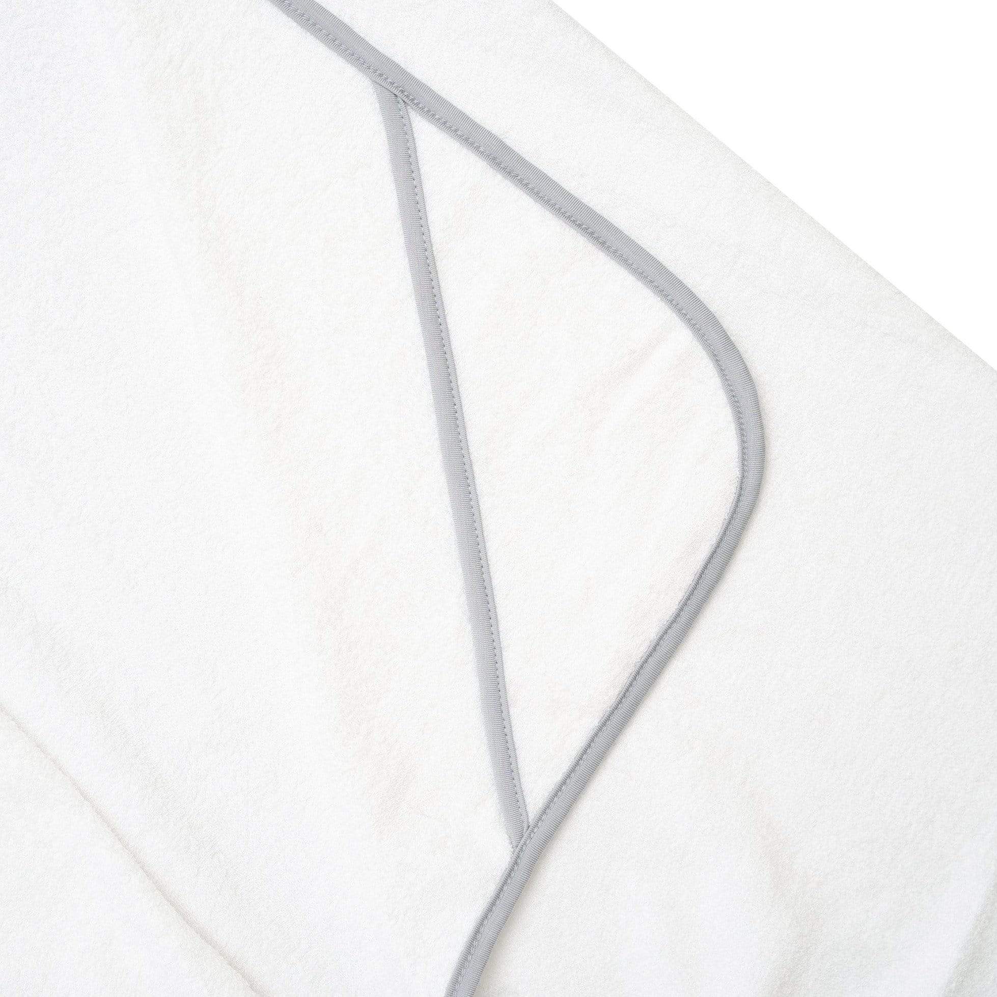 Pocket insert on Kyte Baby Toddler Hooded Bath Towel in Cloud white with Storm gray Trim