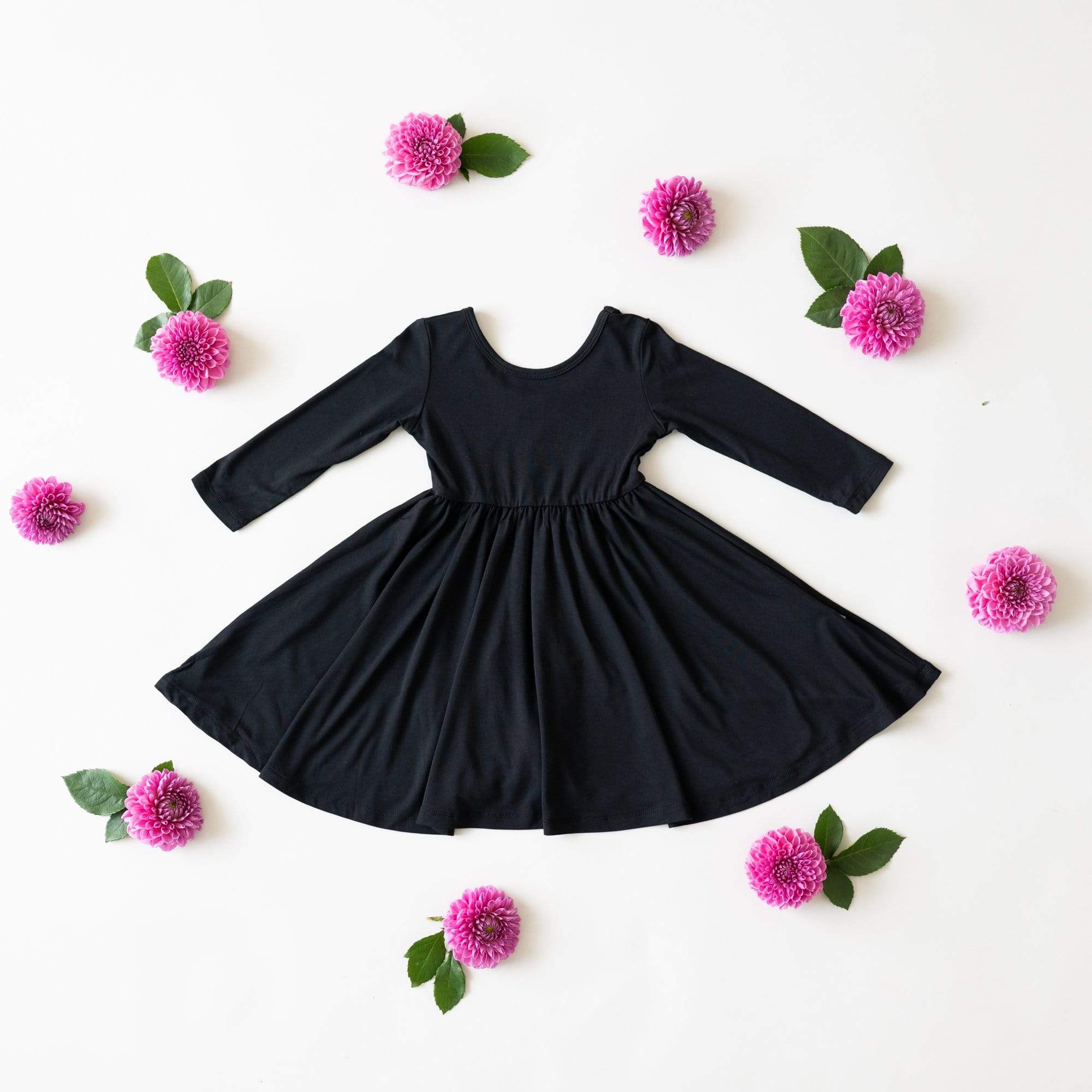 Kyte Baby Toddler Long Sleeve Twirl Dress in Midnight black