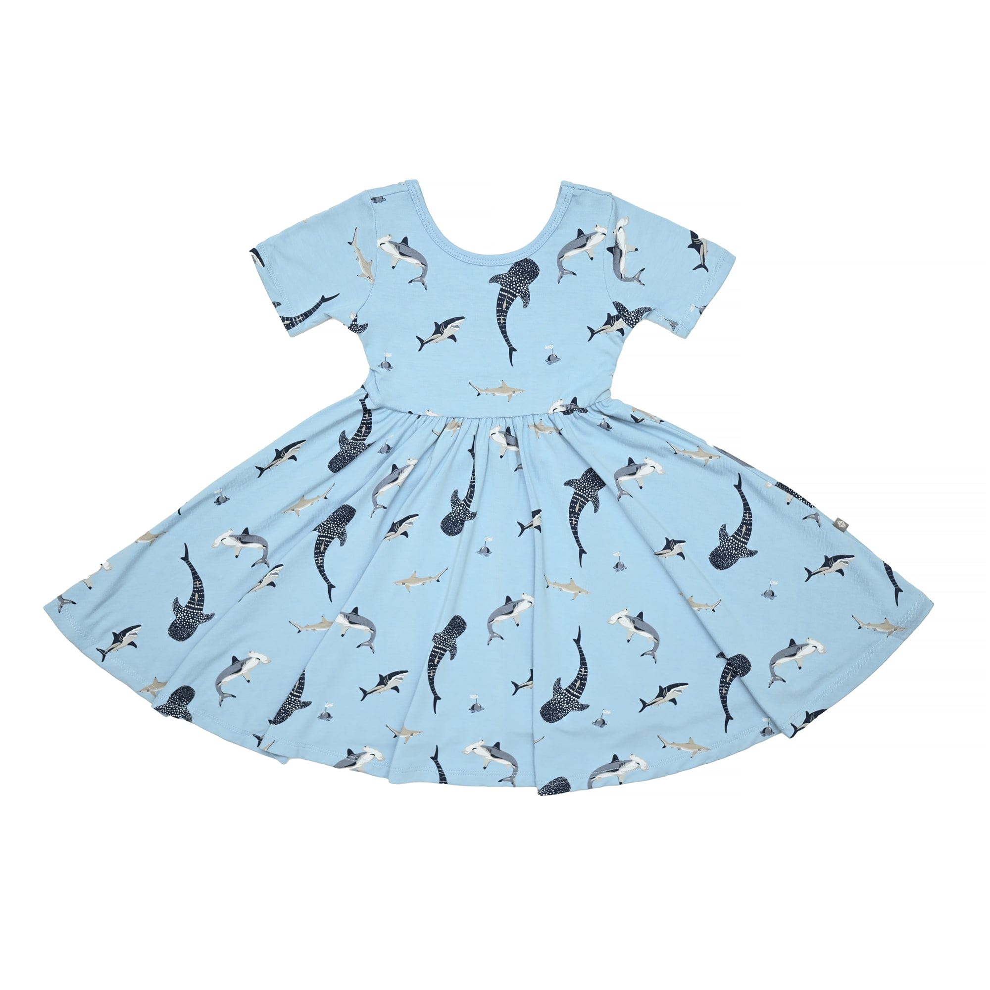 Kyte Baby Twirl Dress in Stream Shark print