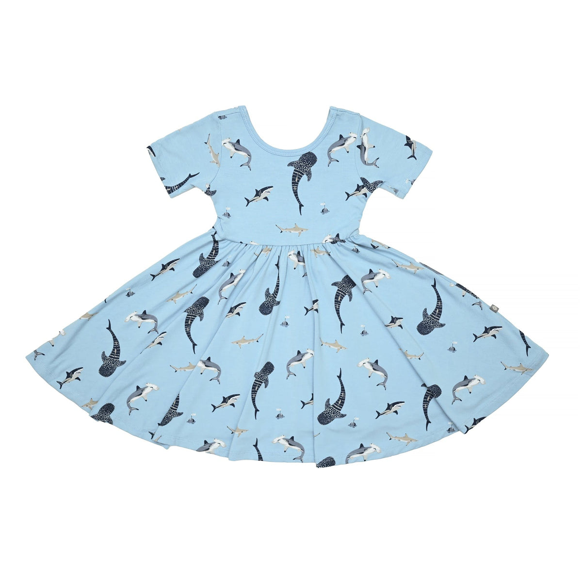 Kyte Baby Twirl Dress in Stream Shark print