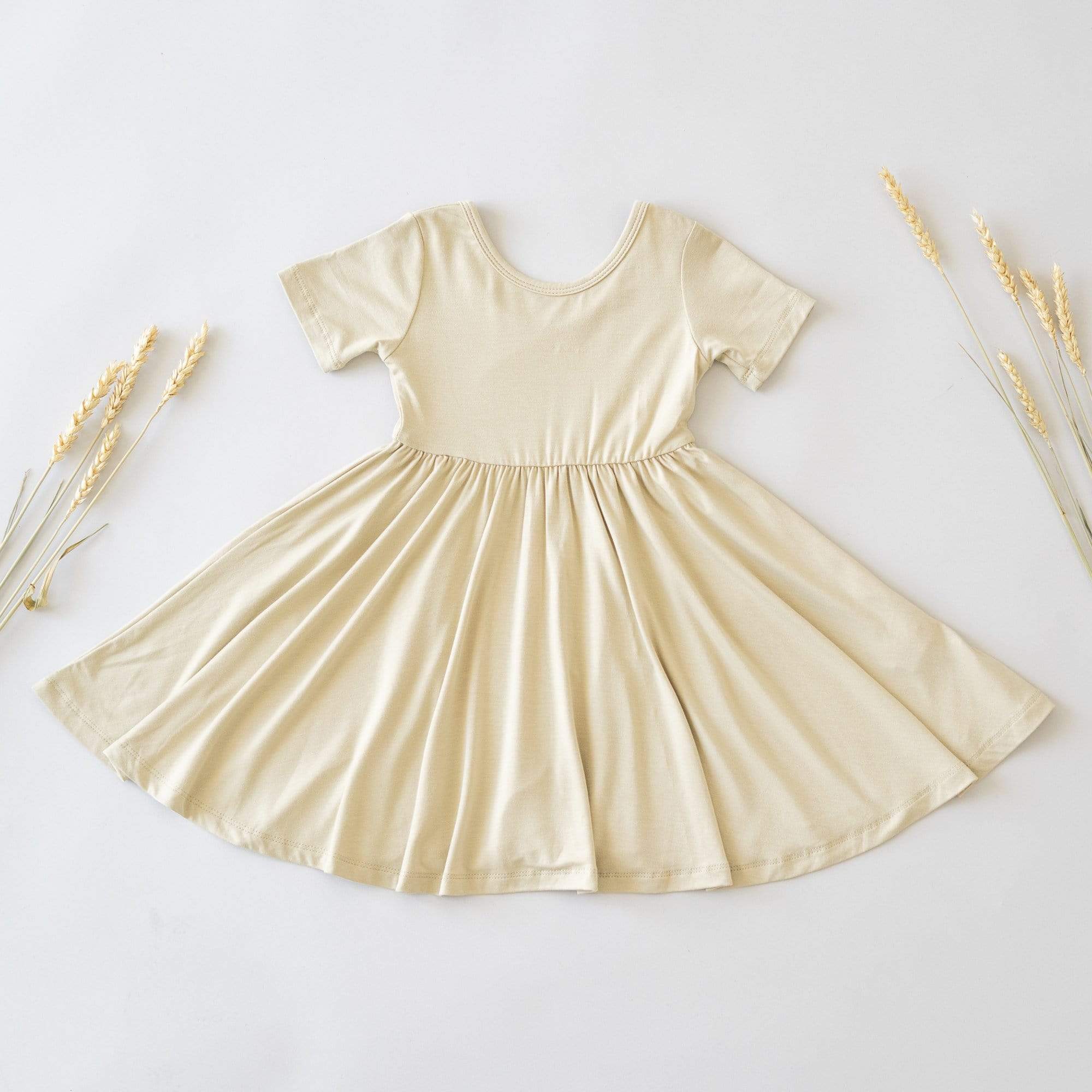 Kyte BABY Toddler Short Sleeve Twirl Dress Twirl Dress in Wheat