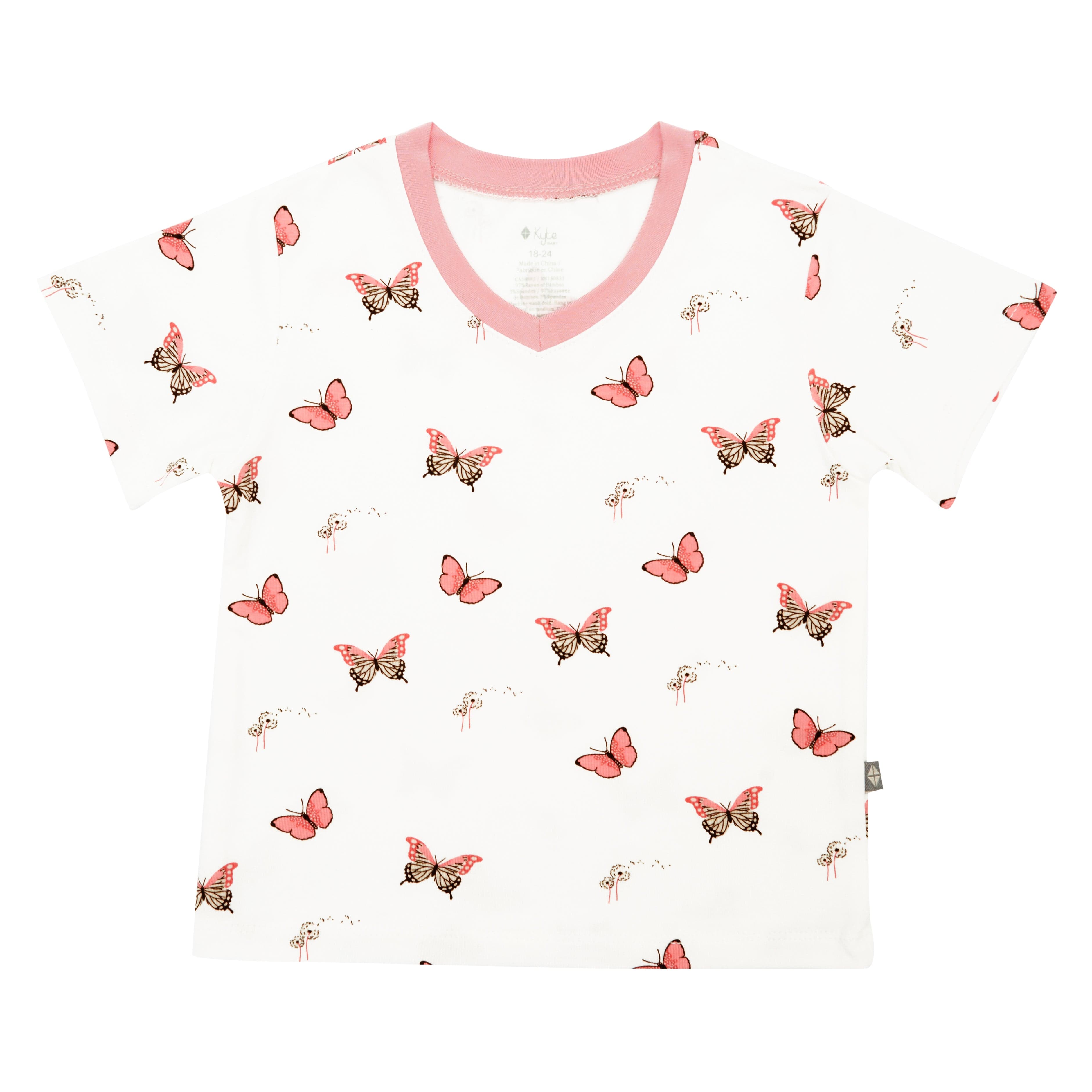 Kyte BABY V-Neck Toddler Unisex Tee Toddler V-Neck Tee in Butterfly