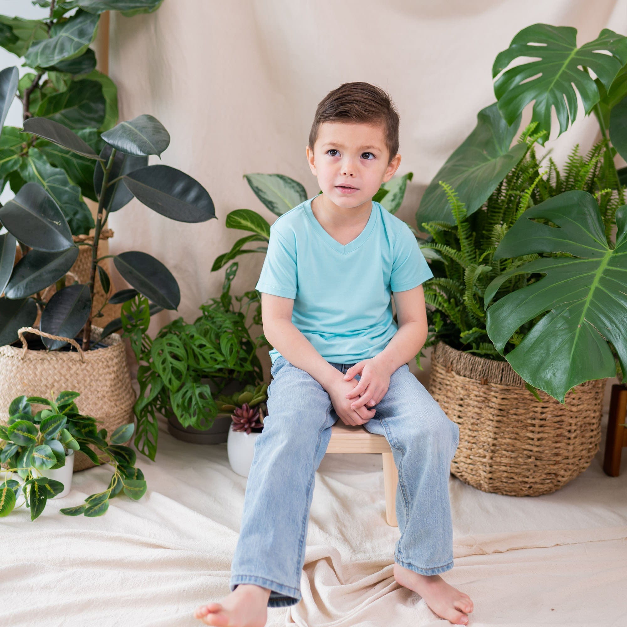 Kyte BABY V-Neck Toddler Unisex Tee Toddler V-Neck Tee in Robin