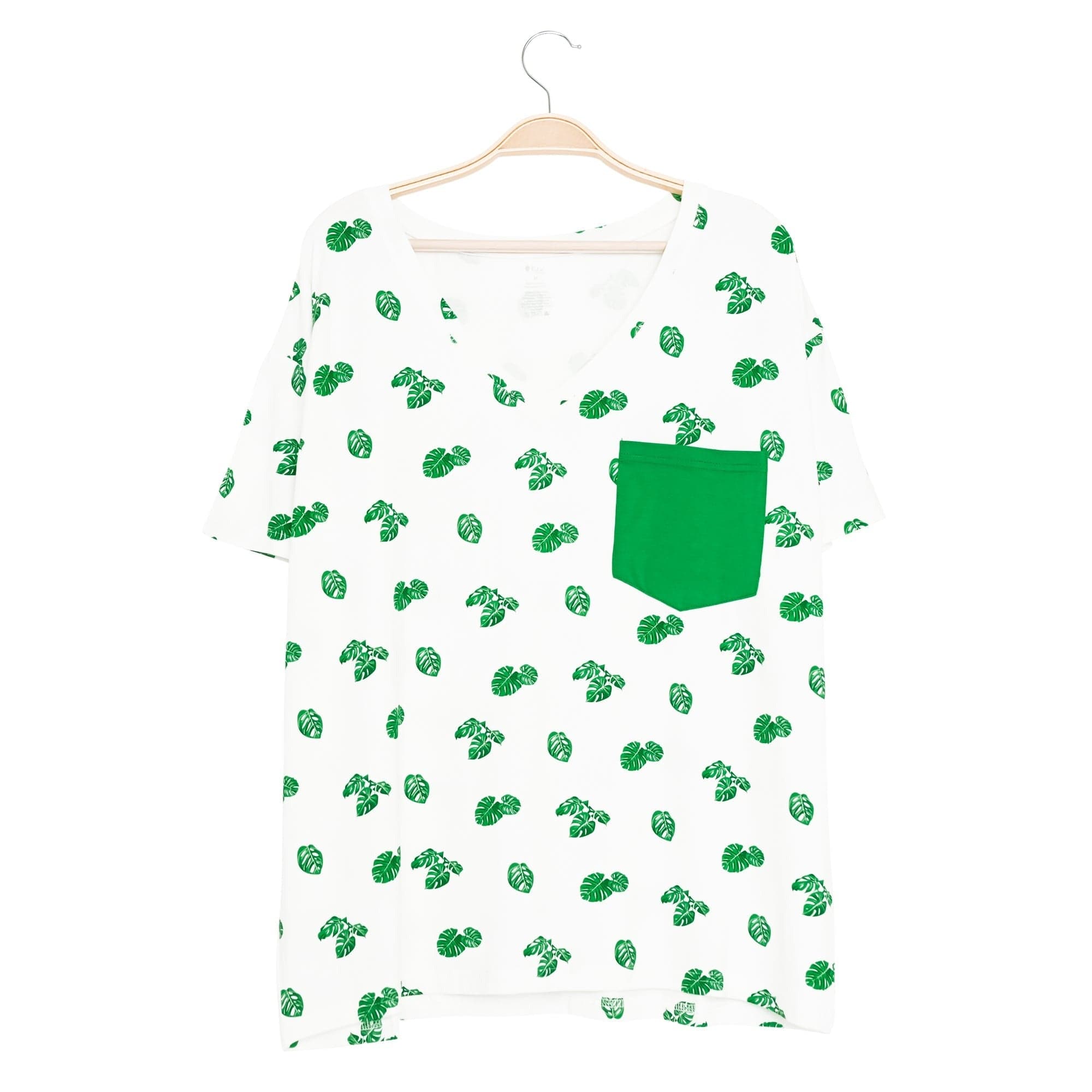 Kyte BABY Women's V-Neck Women’s Relaxed Fit V-Neck in Monstera