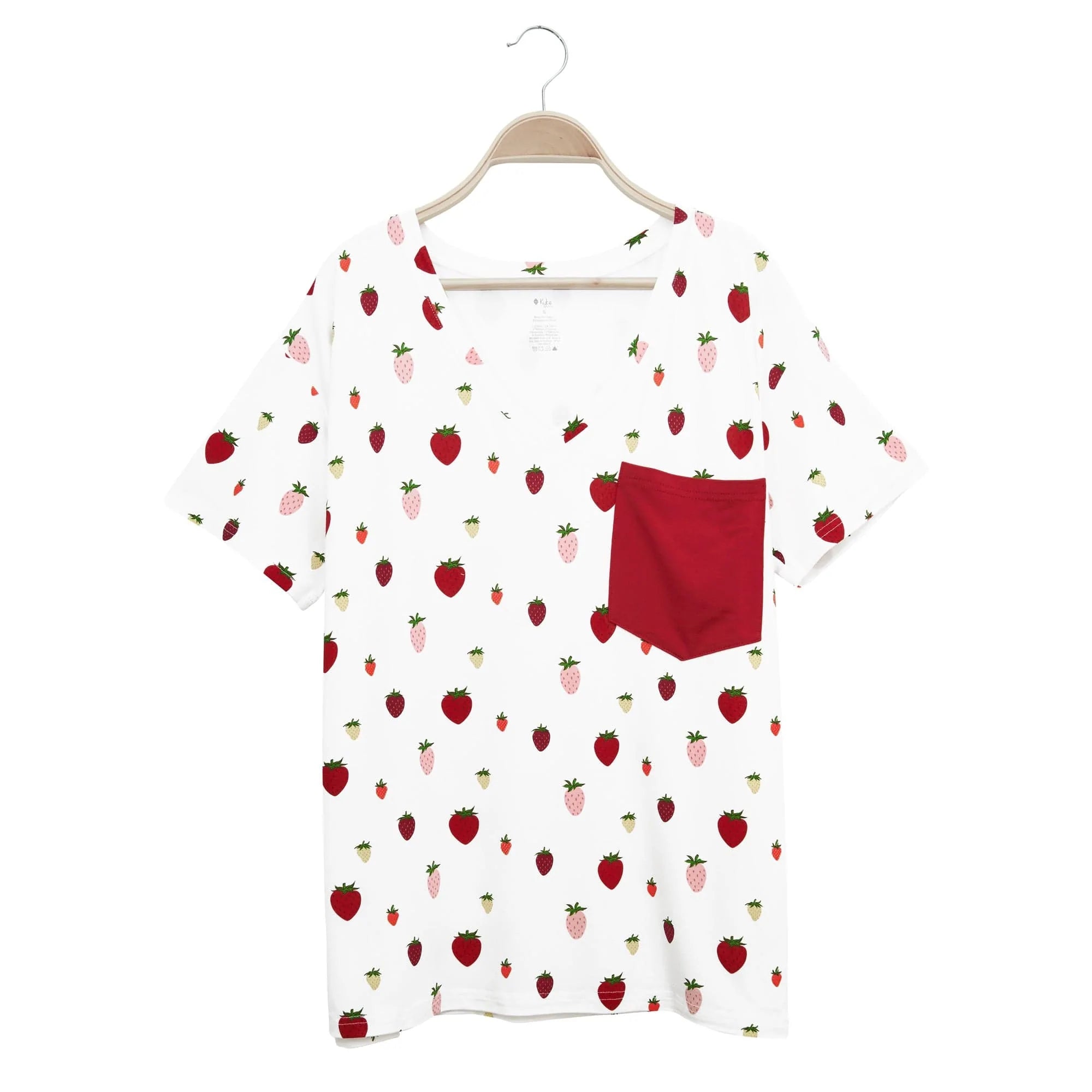 Kyte Baby Women's Relaxed Fit V-Neck in Strawberry