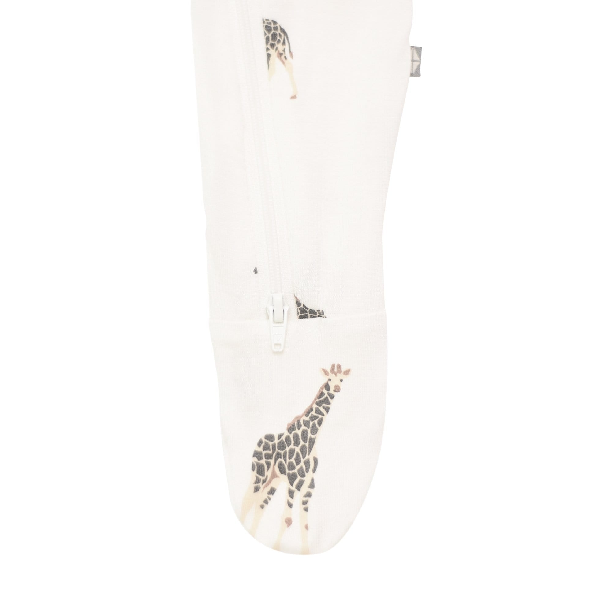 Closed footed part of Kyte Baby Zippered Footie in Giraffe