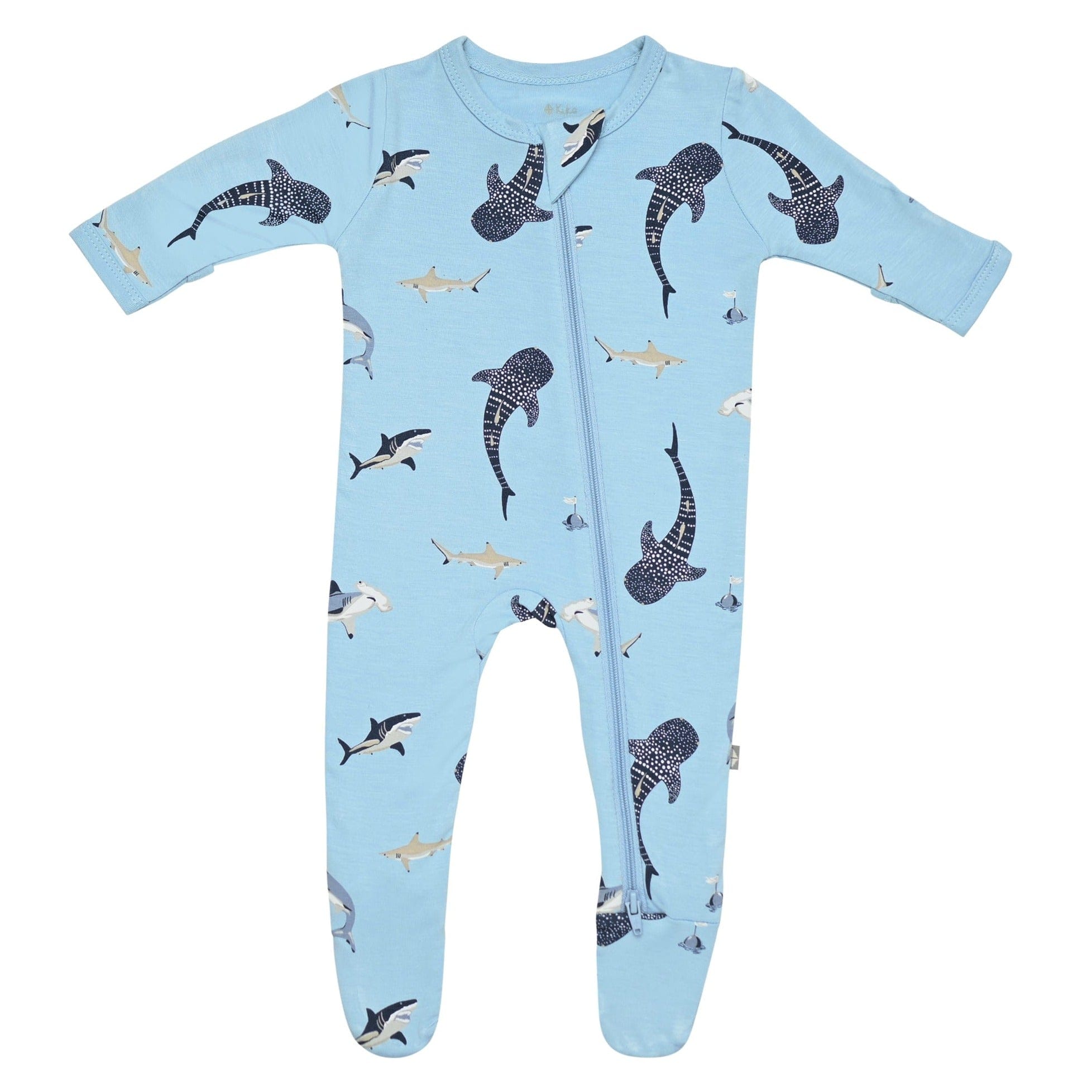 Kyte Baby Zippered Footie in Stream Shark