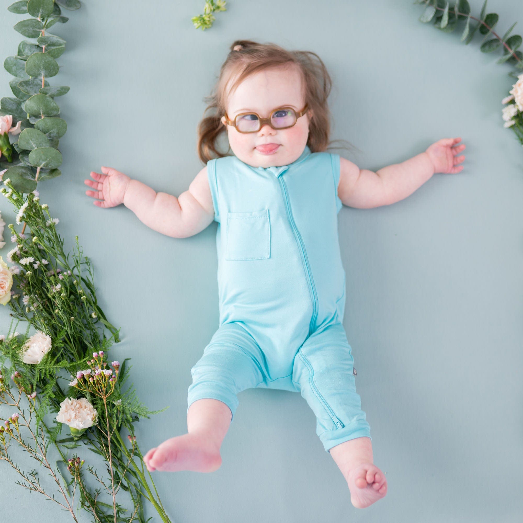 Kyte BABY Zippered Sleeveless Romper Zippered Sleeveless Romper in Robin