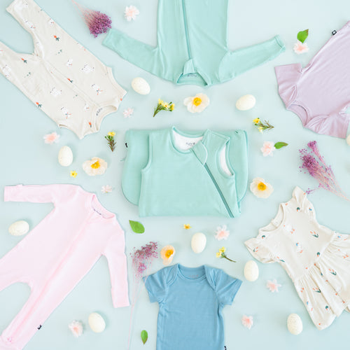 Infant sleepwear in Easter prints and solids
