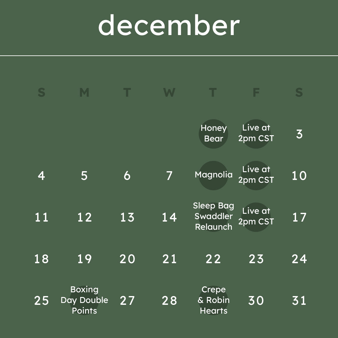 december launch calendar for kyte baby collections