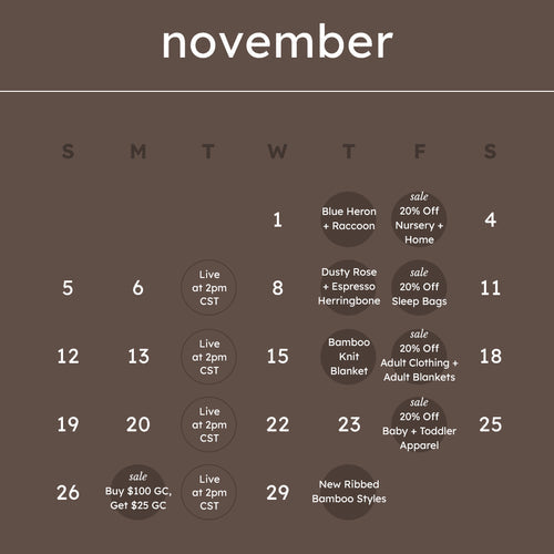 November 2023 Kyte Baby Launch Calendar