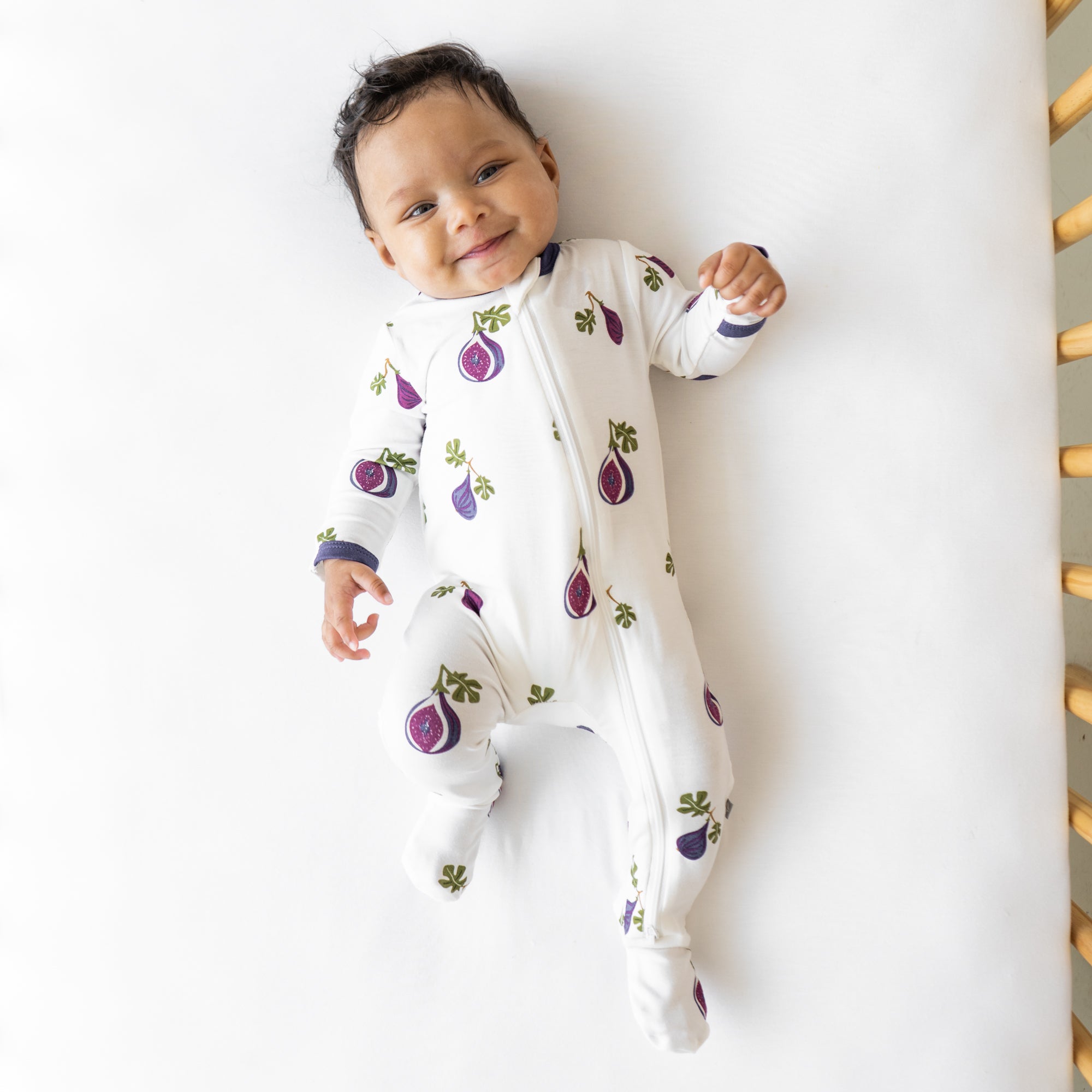 Baby Wearing Fig Zippered Footie