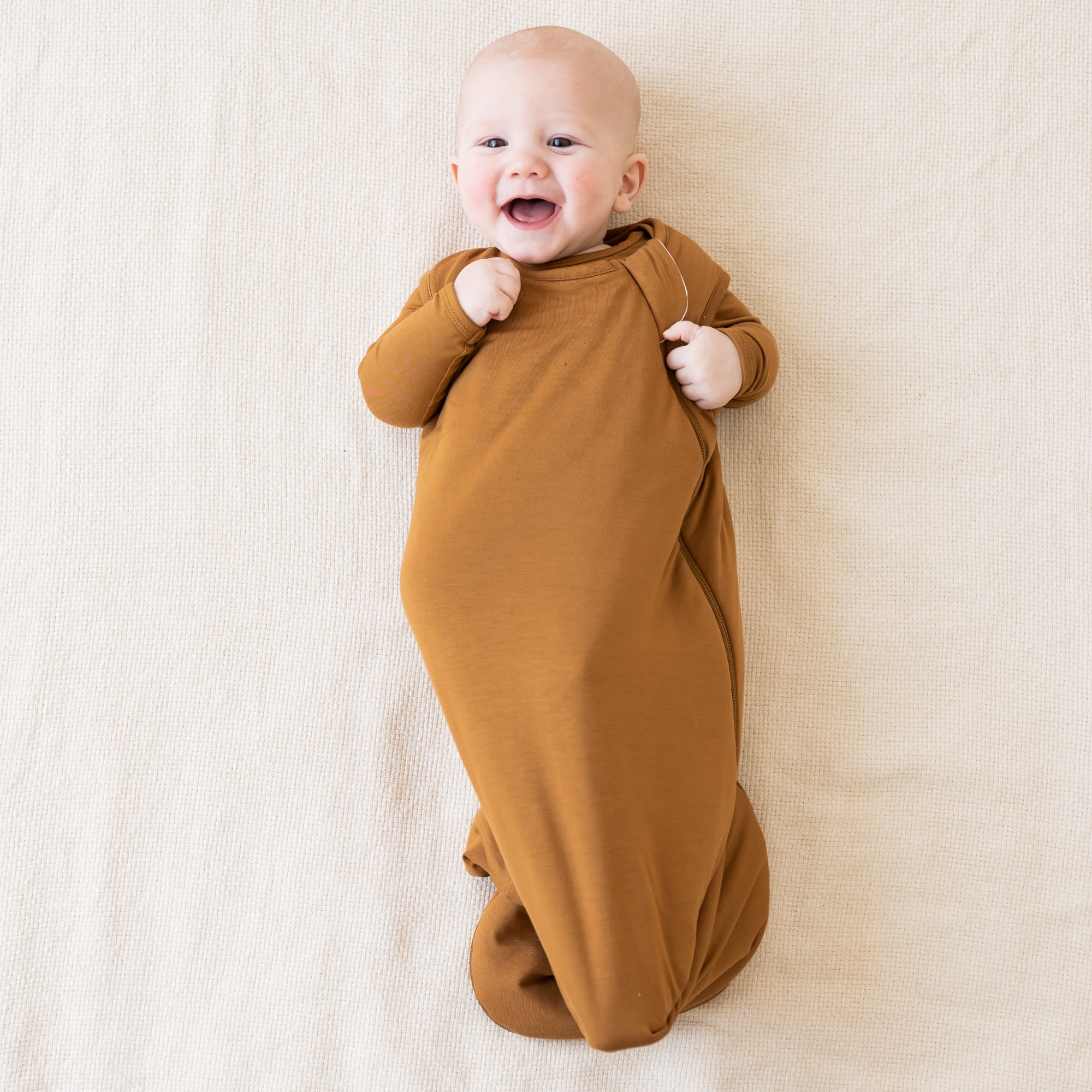 Baby Wearing Nutmeg Sleep Bag and Footie