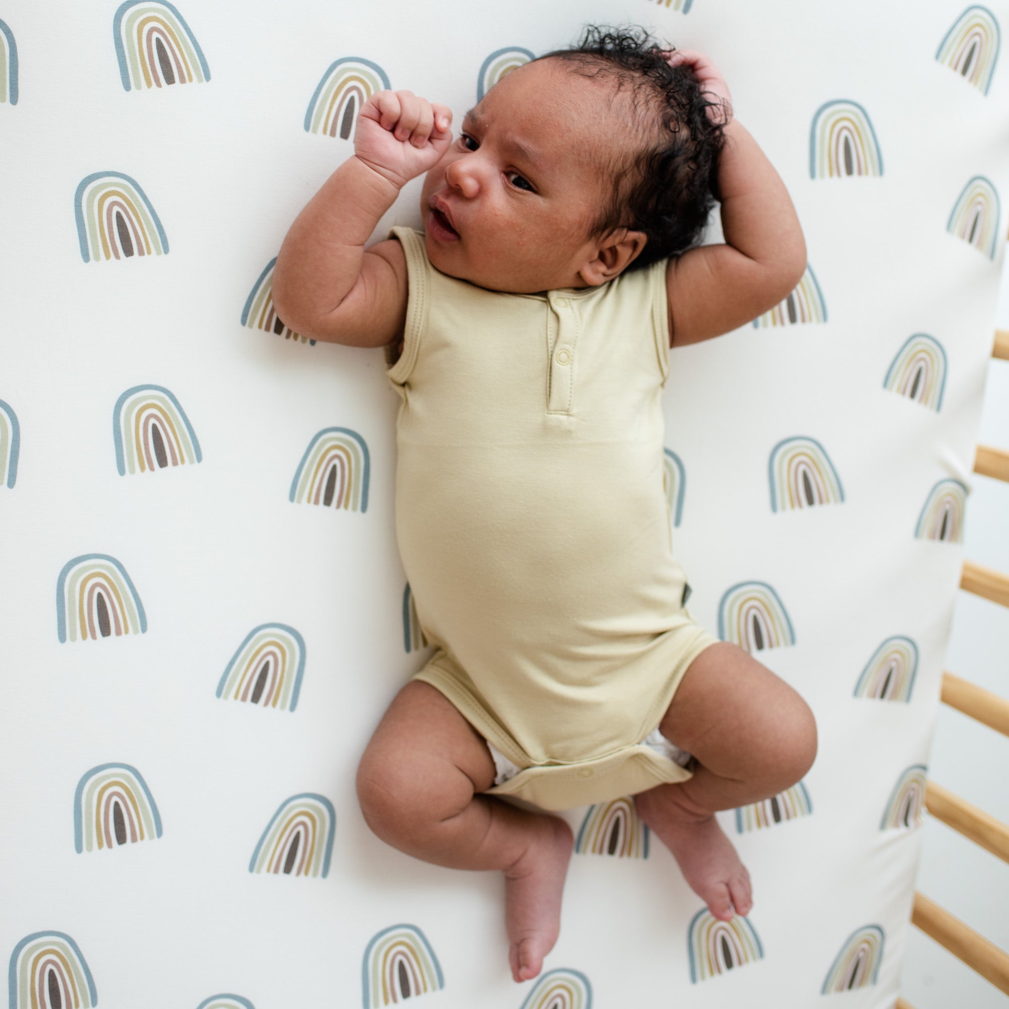 Baby Wearing Wheat Sleeveless Bodysuit 