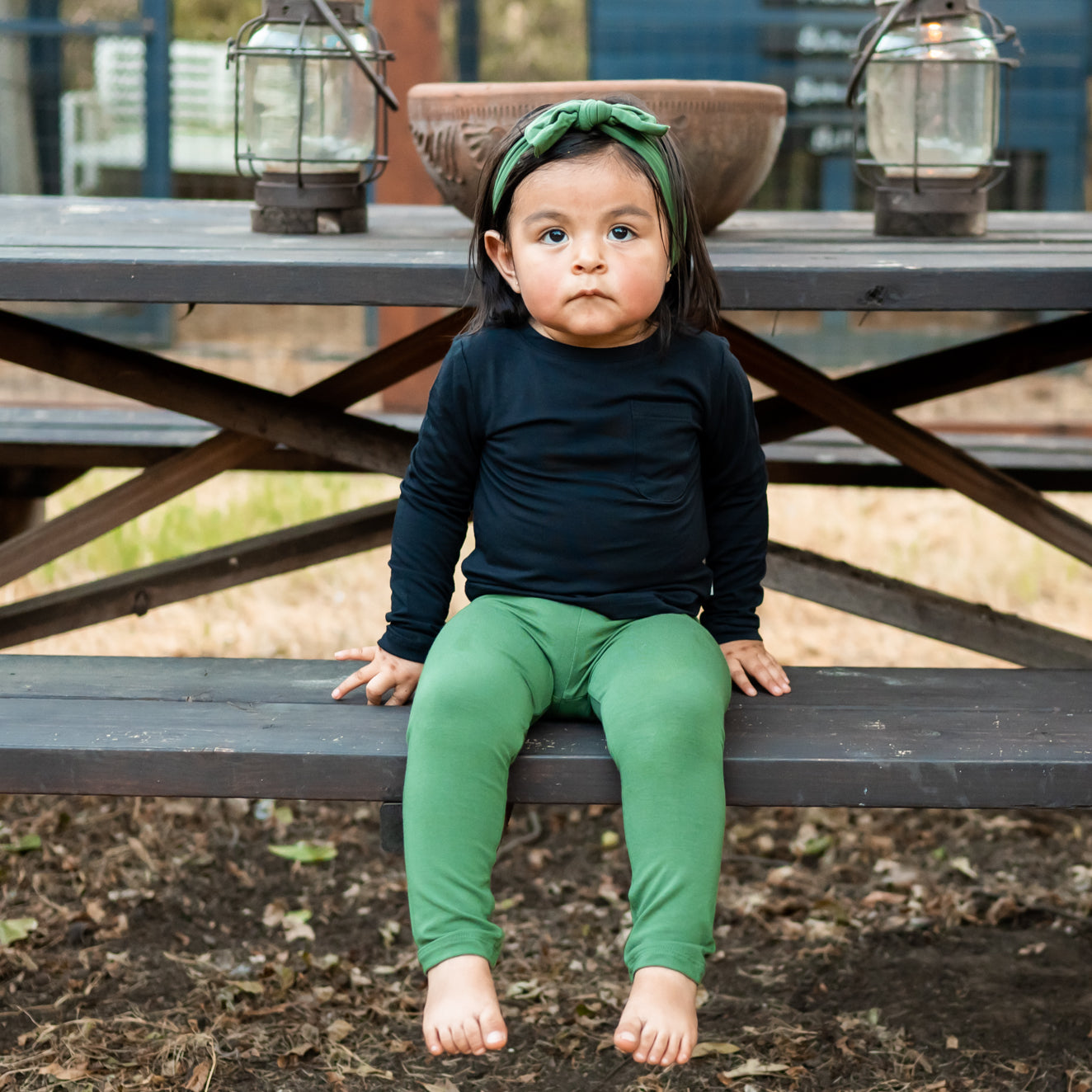 toddler modeling hunter leggings