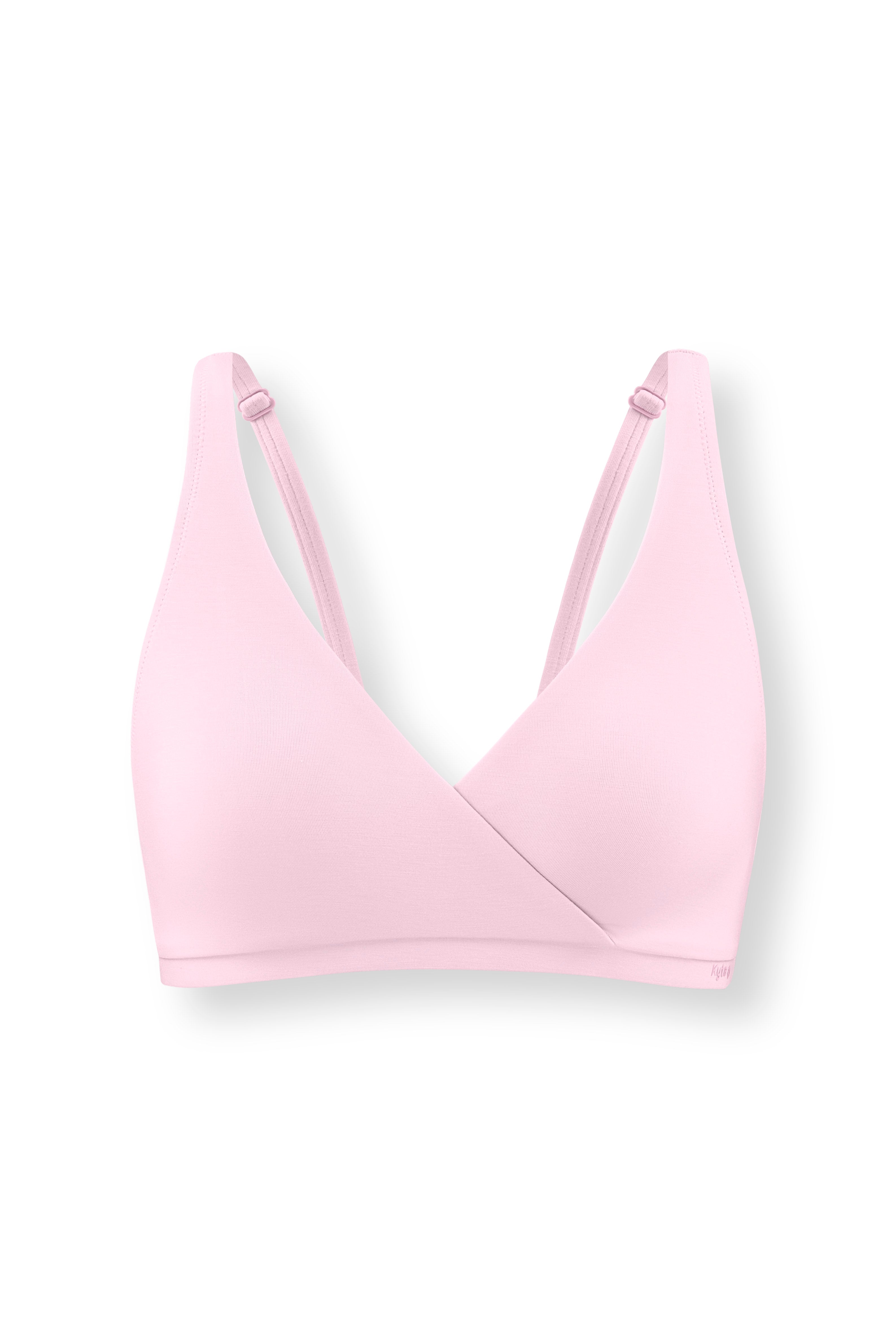 Women's Cross Front Bralette in Peony on white background