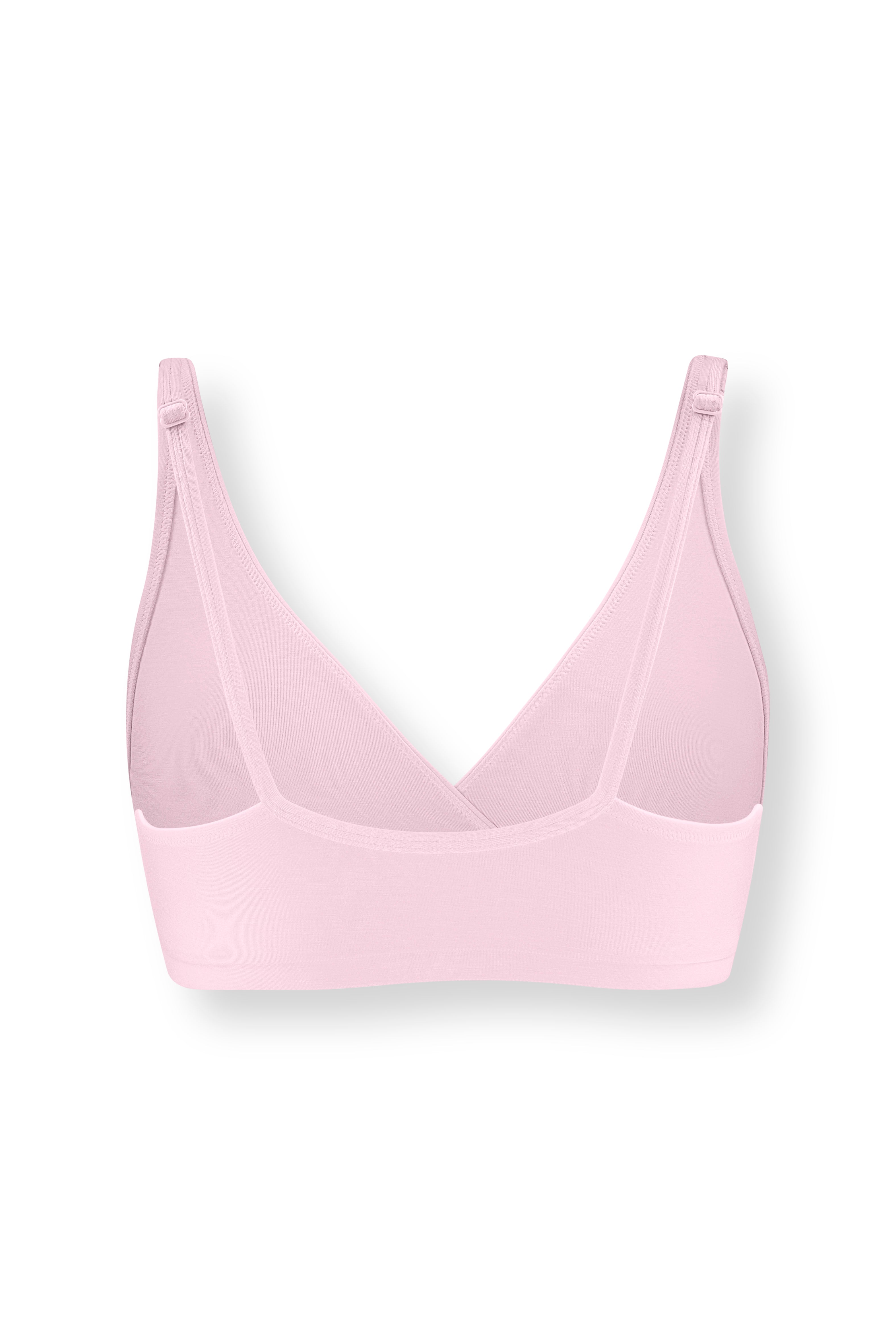 Back side of Women's Cross Front Bralette in Peony on white background