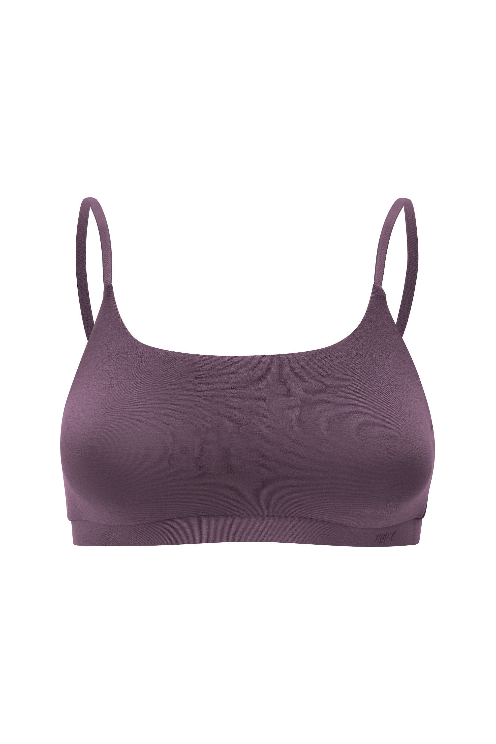 Front of soft bamboo Scoop Neck Bralette in Currant