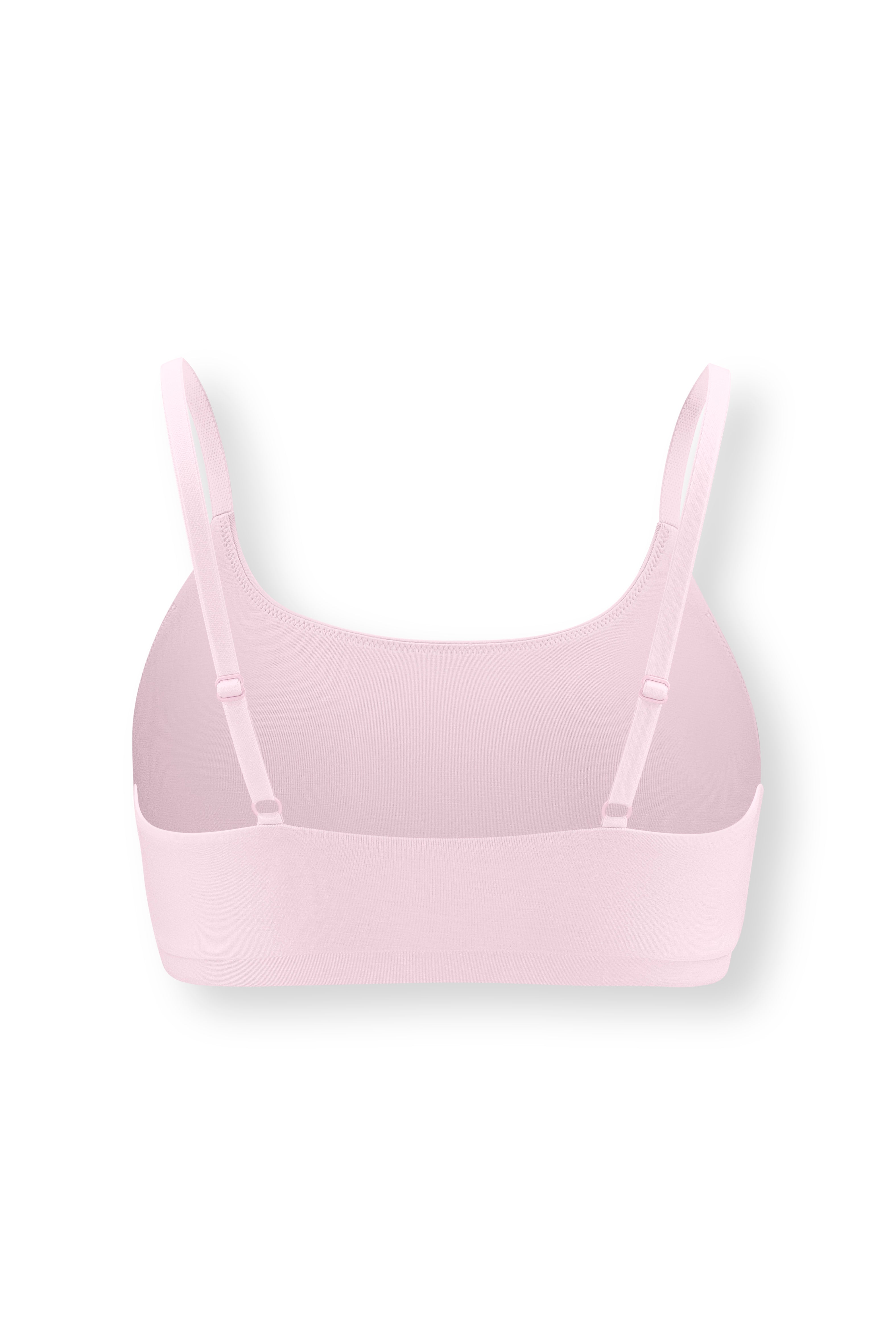 Back side of Women's Scoop Neck Bralette in Peony on white background
