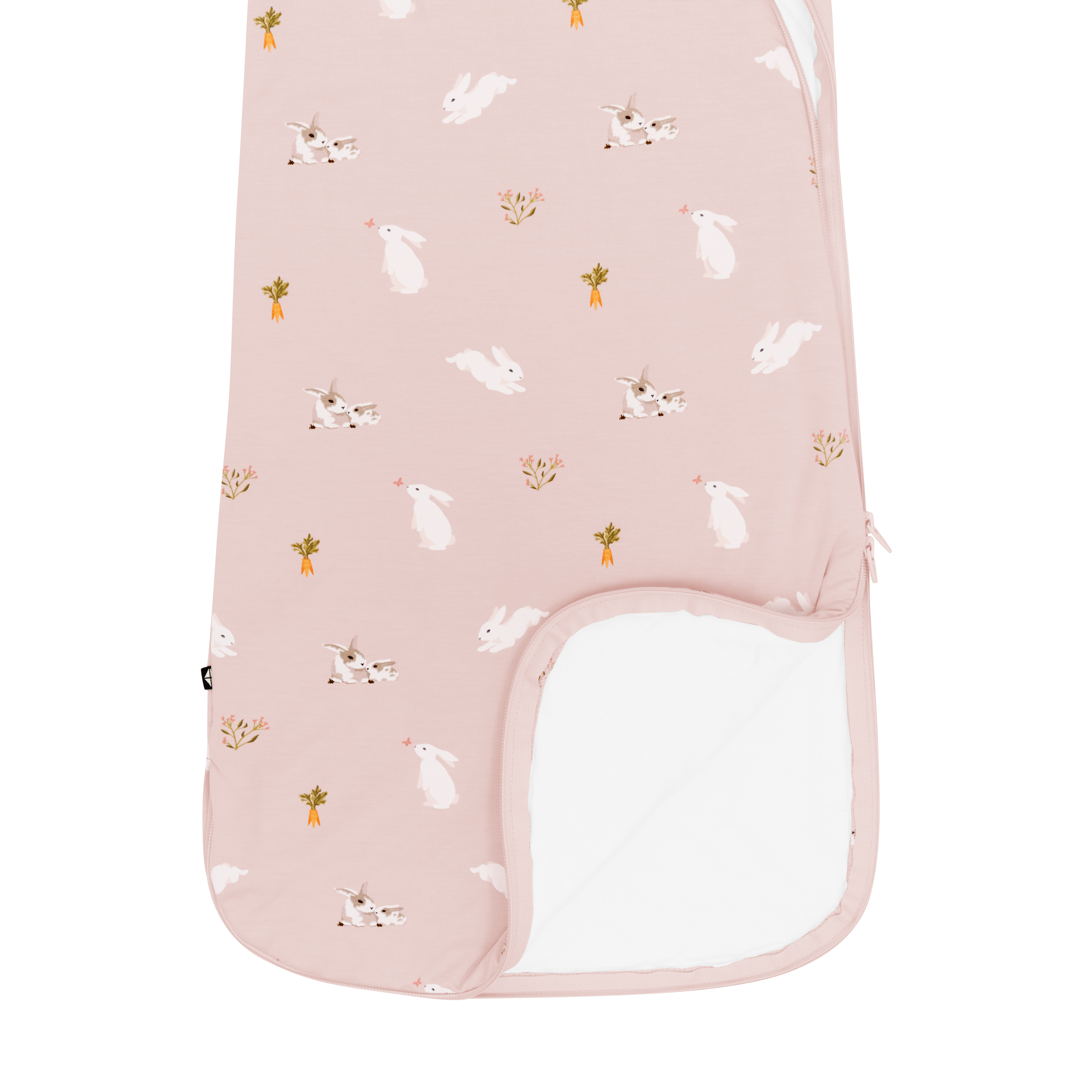 close up on zipper Sleep Bag in Blush Rabbit 1.0