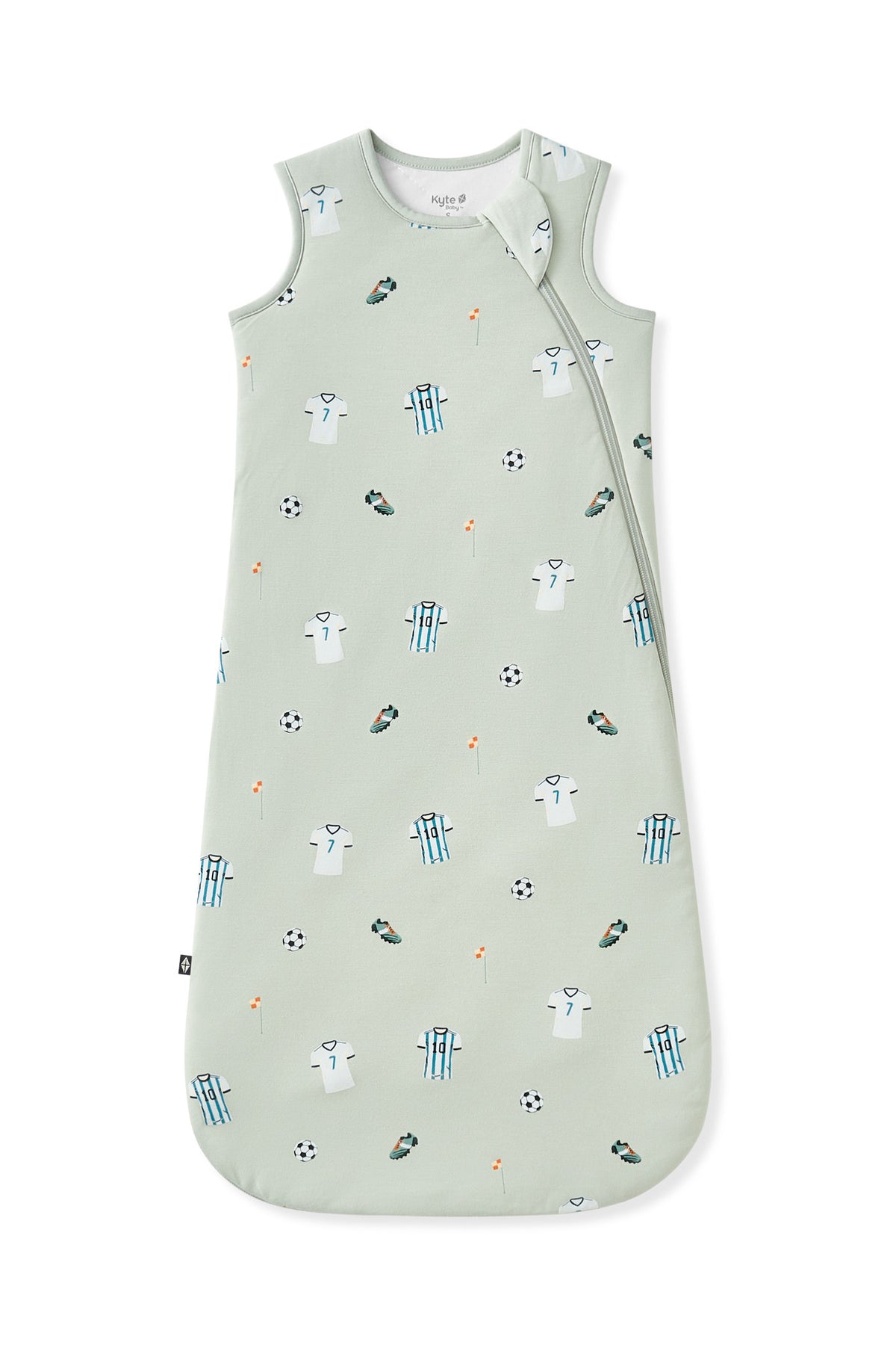 Sleep Bag in Soccer print on white background