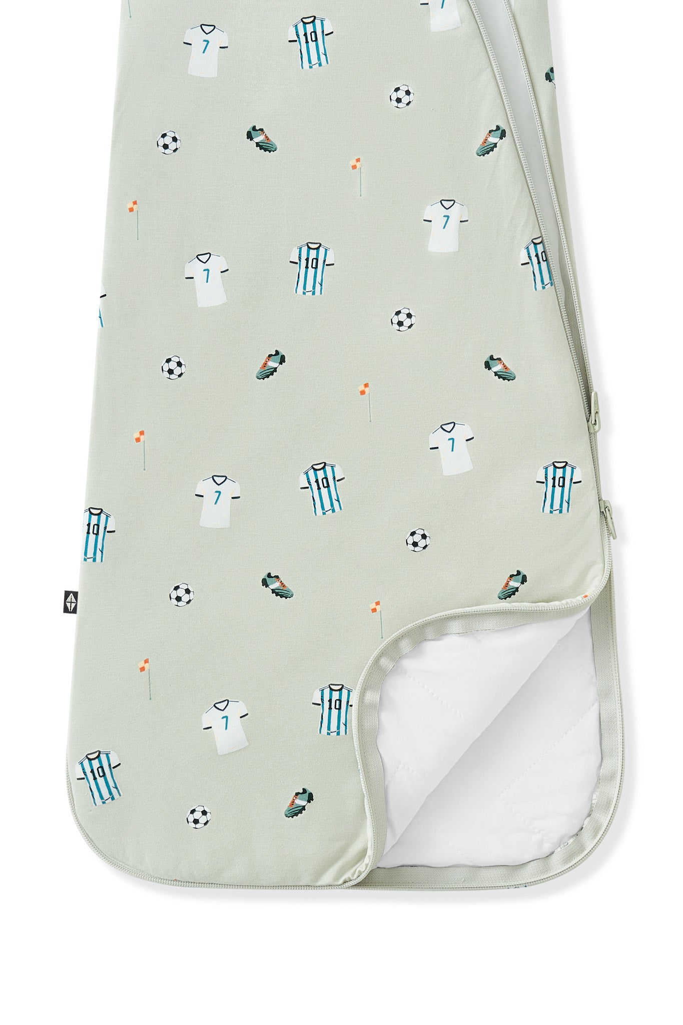 Bottom part of Sleep Bag in Soccer print on white background