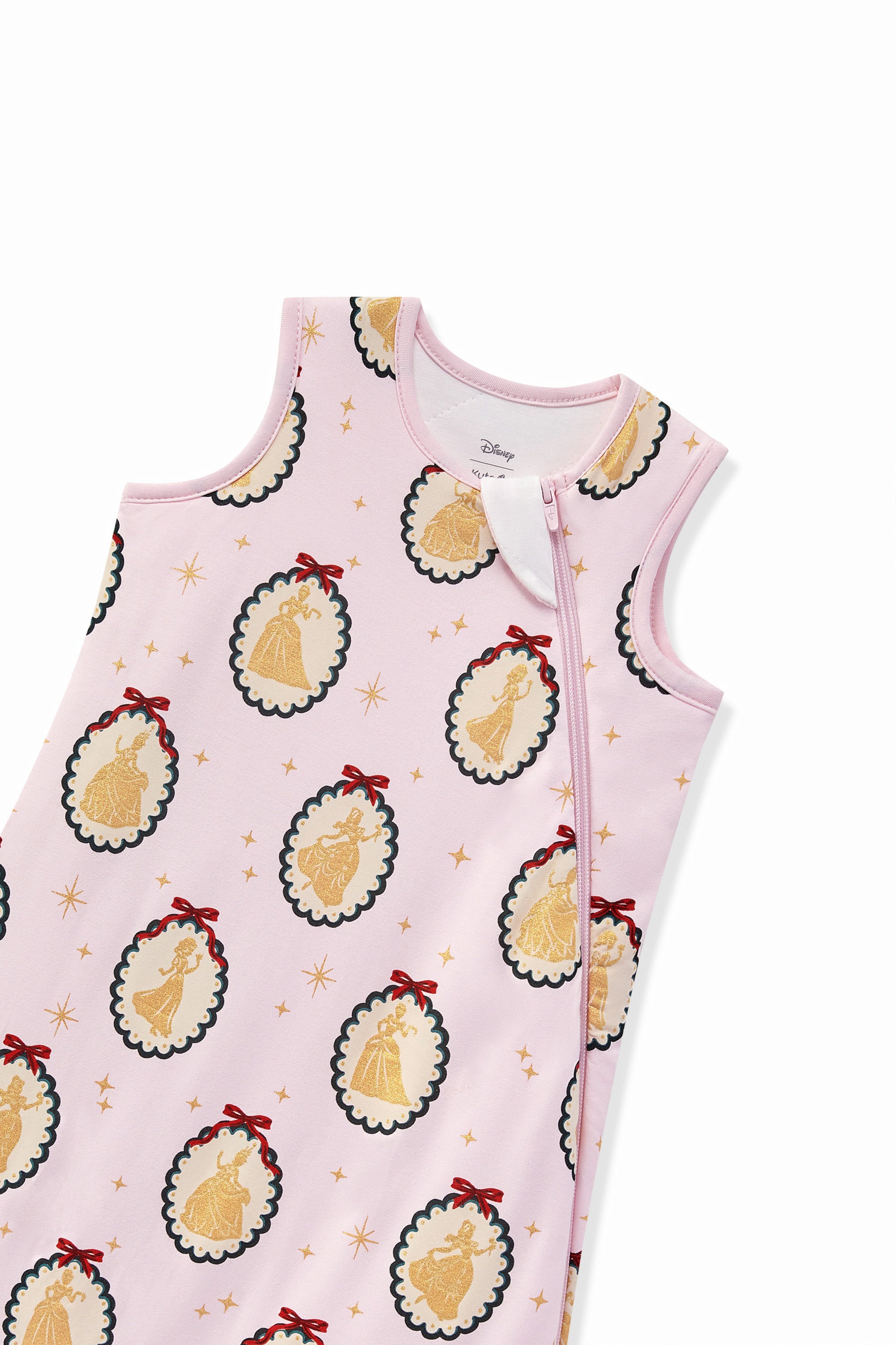Sleep Bag in Princess Holiday Portraits 1.0 print with zipper garage on a white background