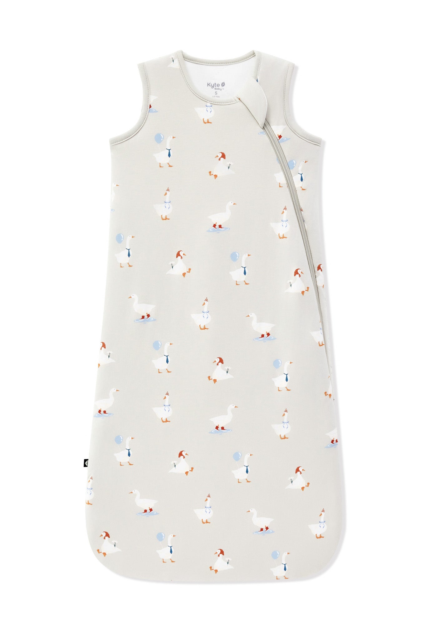 Sleep Bag in Oat Silly Goose 1.0 print on a white background