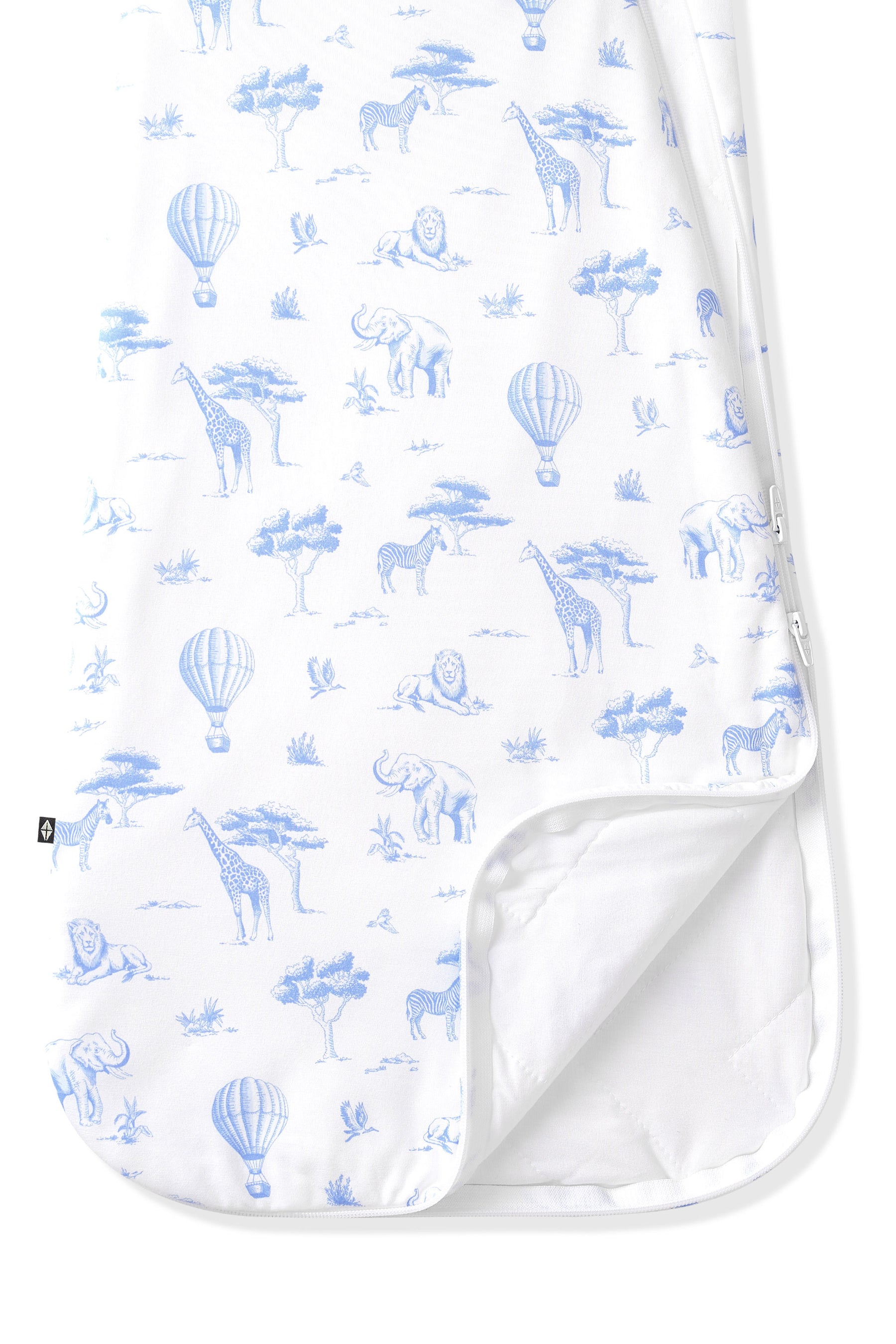 Double zipper shown on the Sleep Bag in Toile Safari 1.0