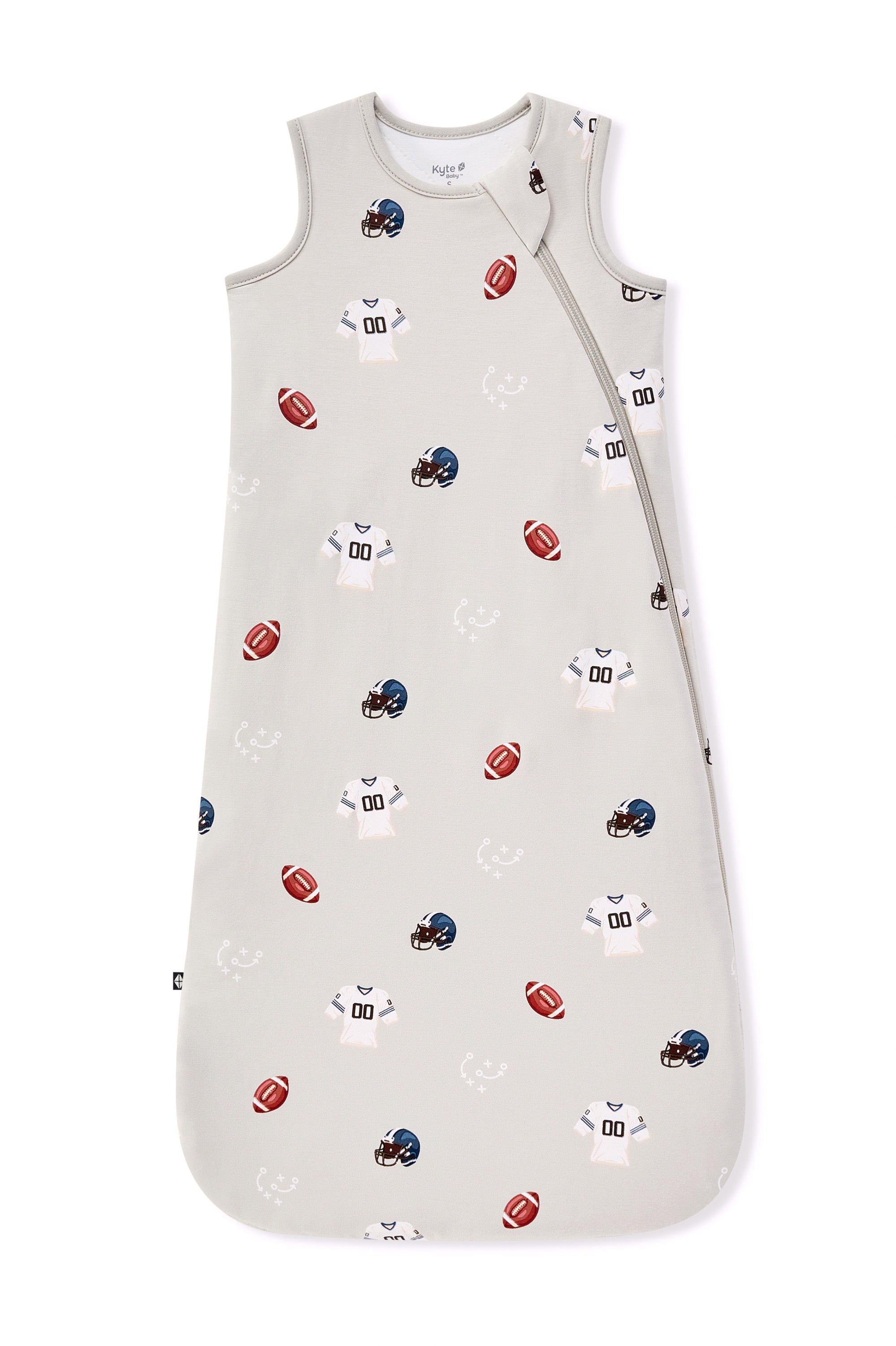 Sleep Bag in Vintage Football 1.0 print on a white background
