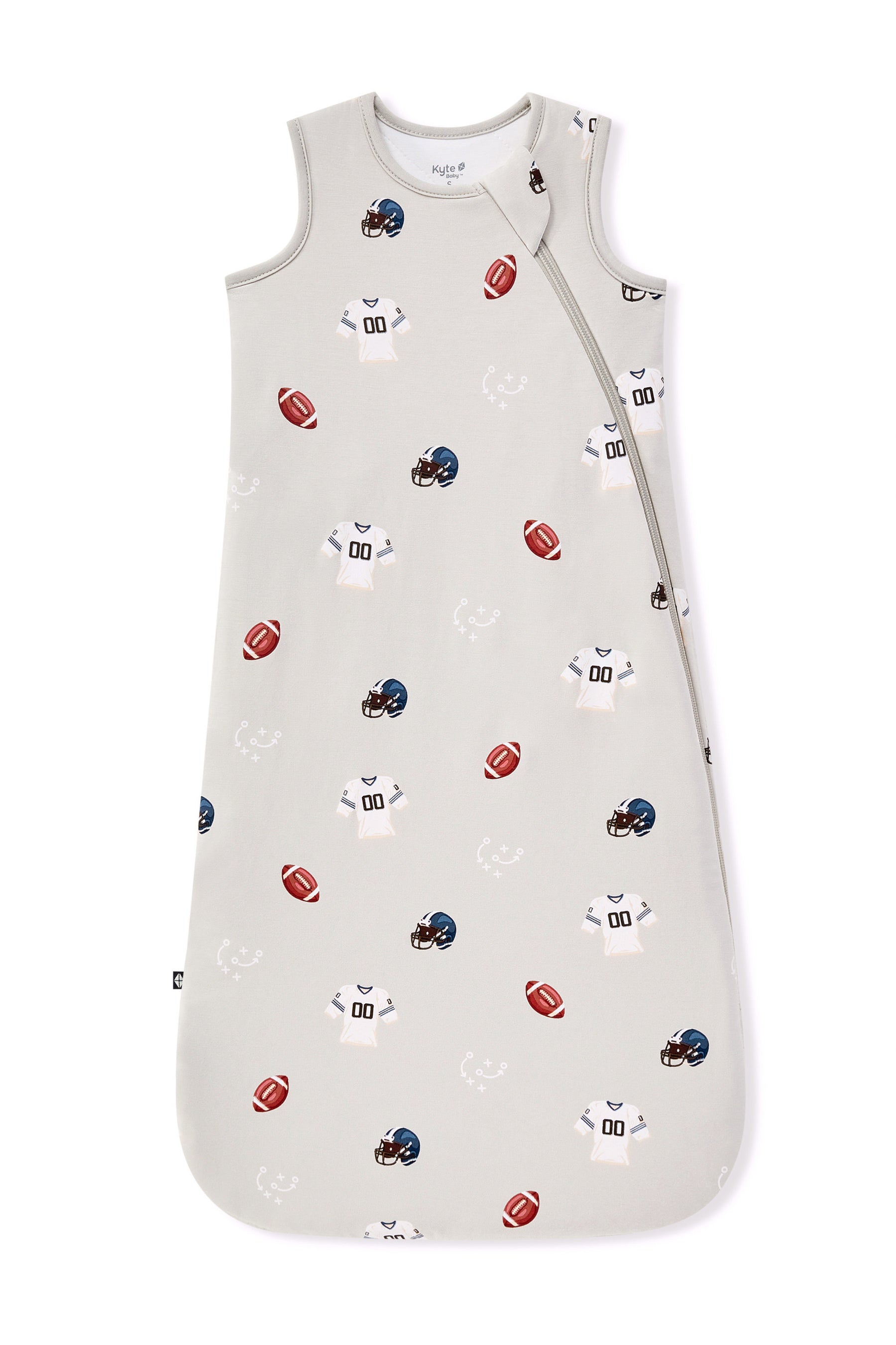 Sleep Bag in Vintage Football 1.0 print on a white background