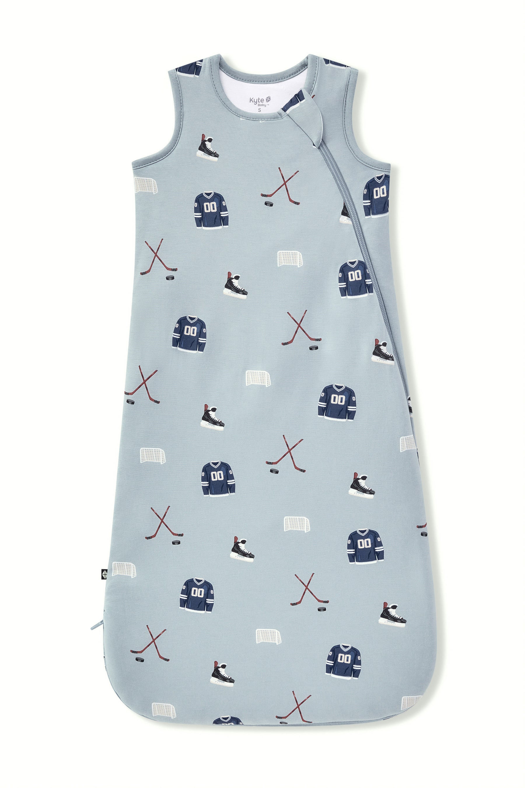 Sleep Bag in Vintage Hockey 1.0 print on a white background